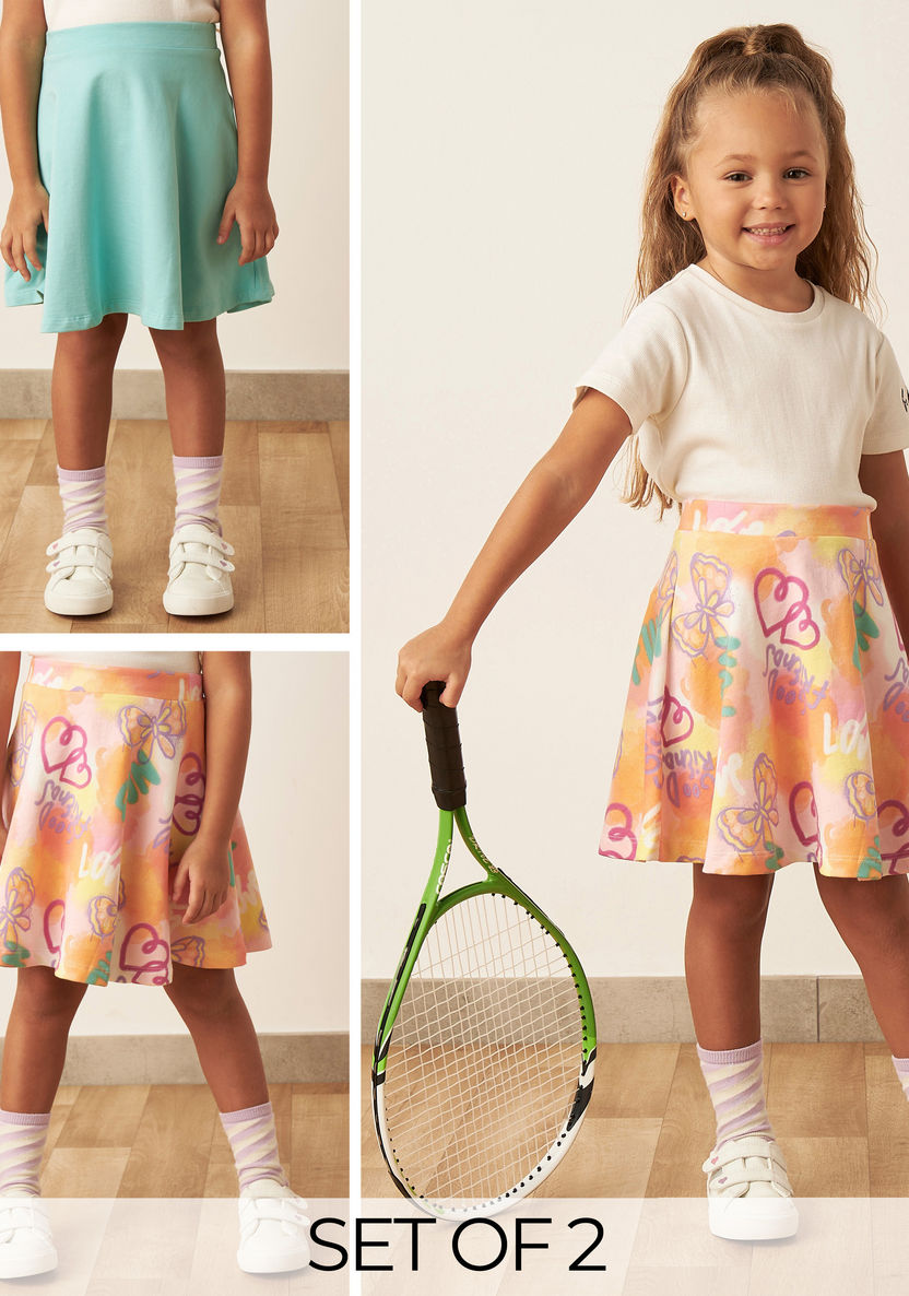 Juniors Printed Knee Length Skirt - Set of 2-Skirts-image-0
