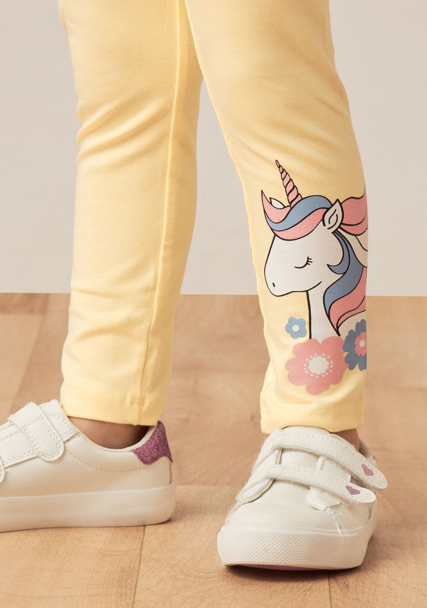 Juniors Unicorn Print Leggings with Elasticated Waistband-Leggings-image-2