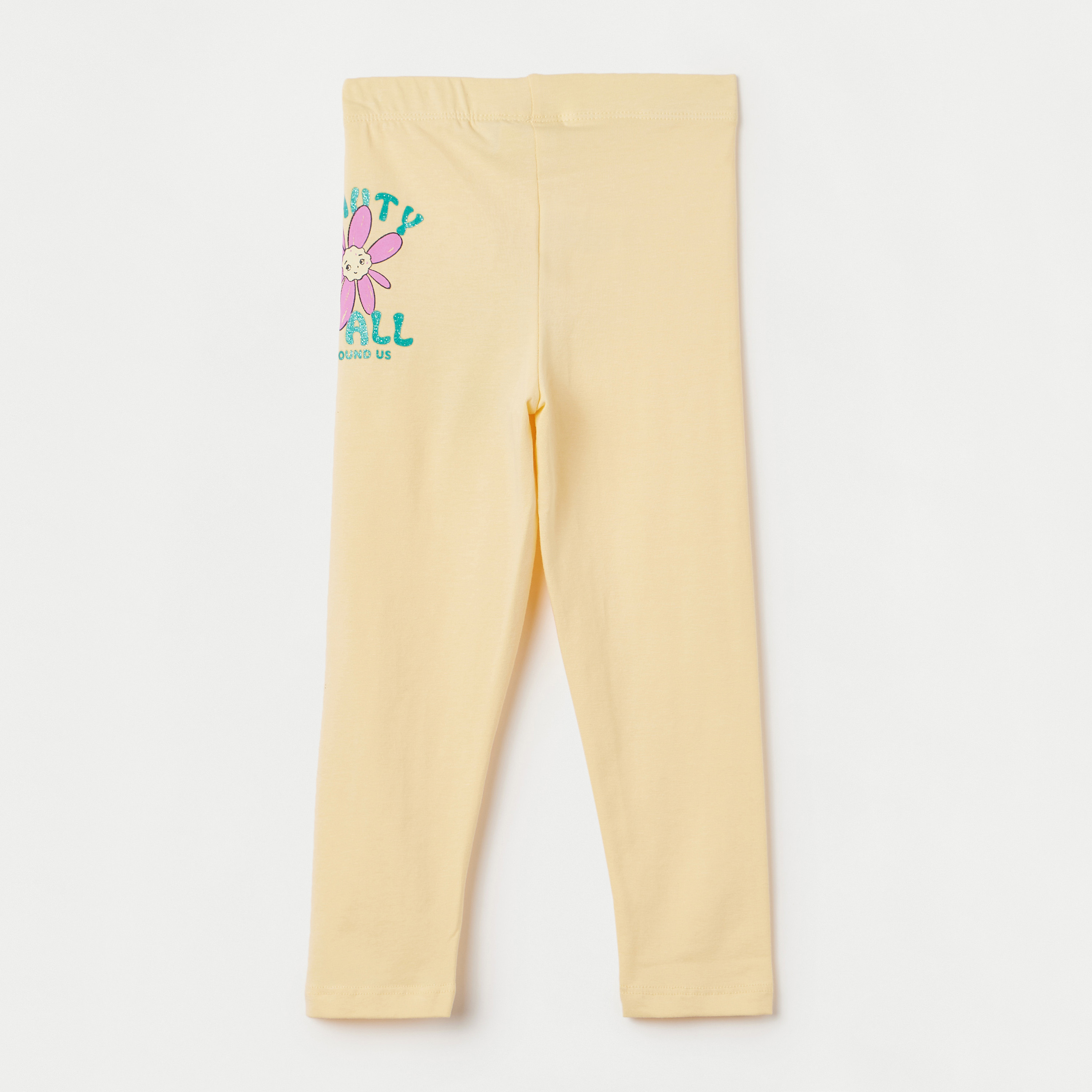 Juniors Slogan Print Leggings with Elasticated Waistband-girls-clothing-bottoms-leggings-image-2