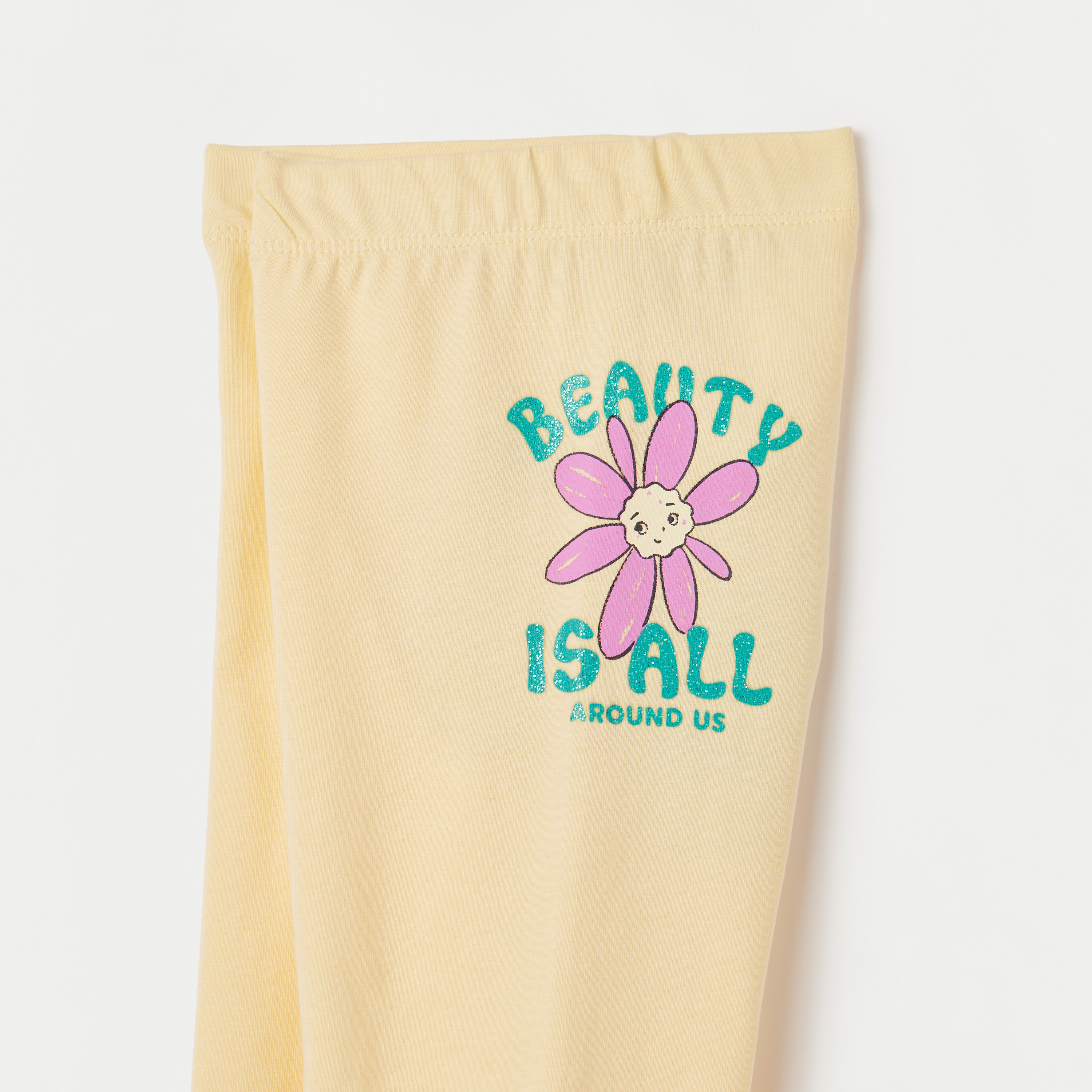 Juniors Slogan Print Leggings with Elasticated Waistband-girls-clothing-bottoms-leggings-image-3