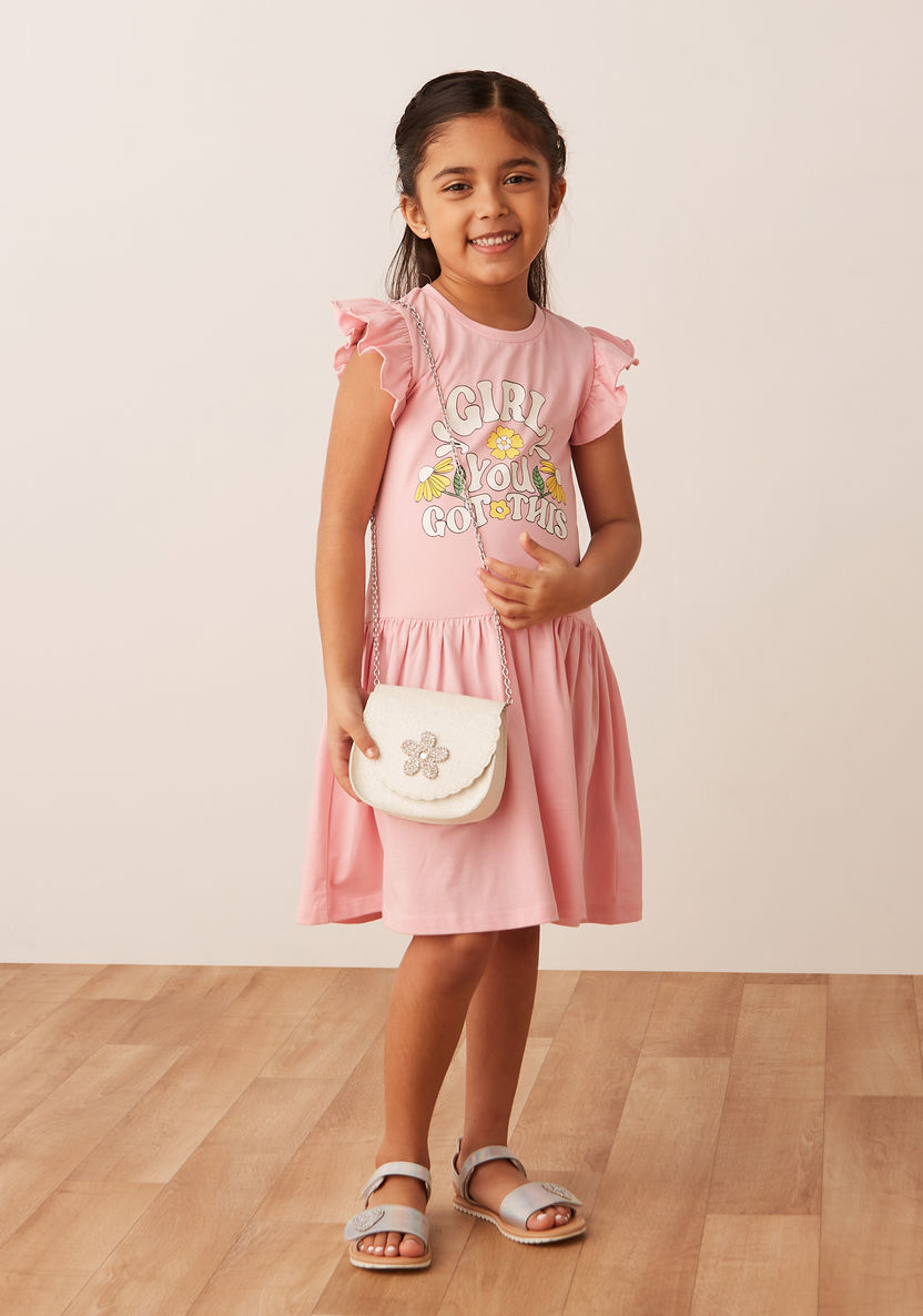 Juniors Printed Dress with Ruffles-Dresses%2C Gowns and Frocks-image-0