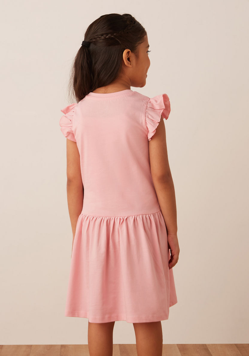 Juniors Printed Dress with Ruffles-Dresses%2C Gowns and Frocks-image-3