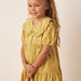 Juniors Textured Peter Pan Collar Dress with Puff Sleeves-Dresses%2C Gowns and Frocks-thumbnailMobile-2
