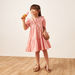 Juniors Textured Dress with Peter Pan Collar and Puff Sleeves-Dresses%2C Gowns and Frocks-thumbnail-1