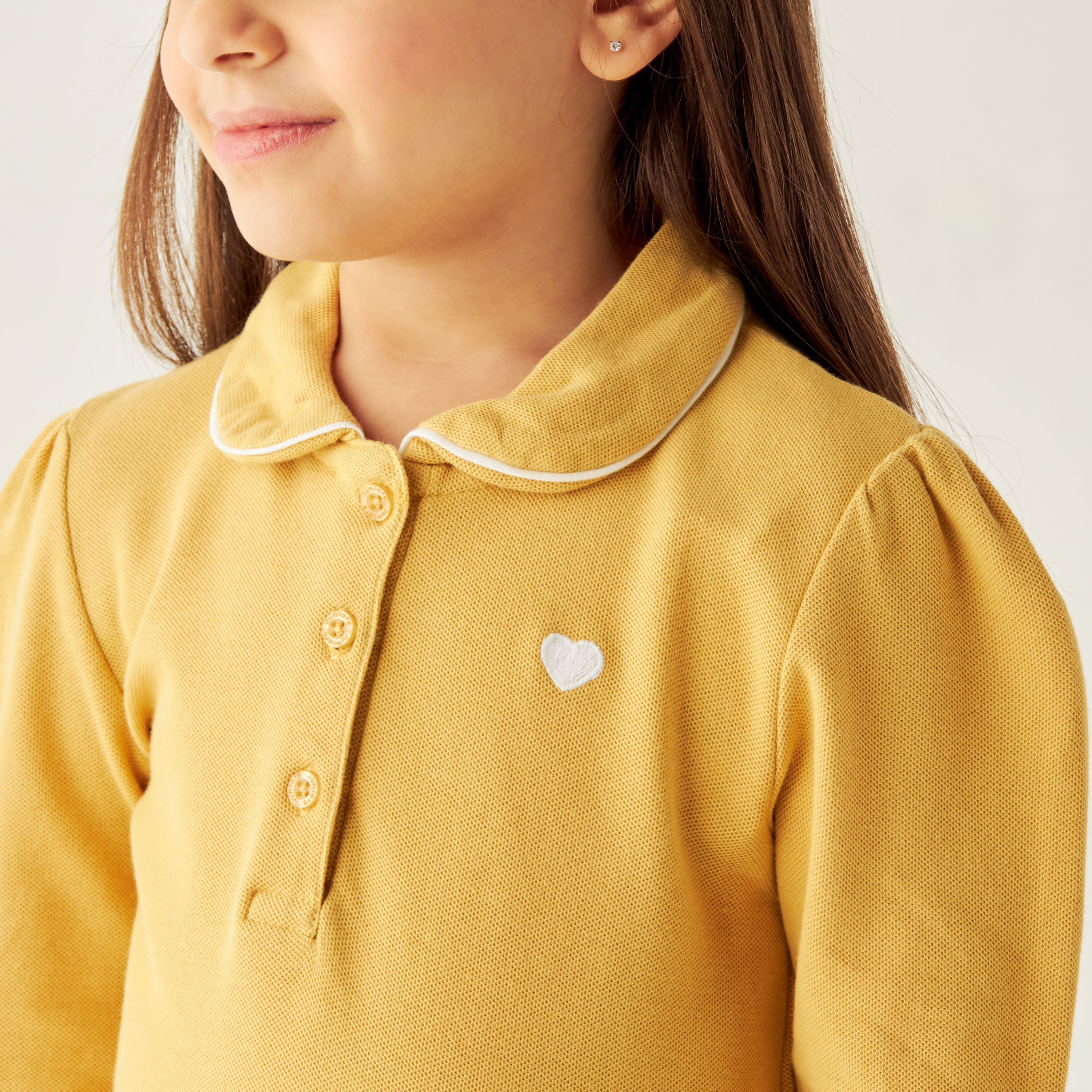 Juniors Solid A-line Dress with Peter Pan Collar and Long Sleeves-girls-clothing-dressesandjumpsuits-image-3
