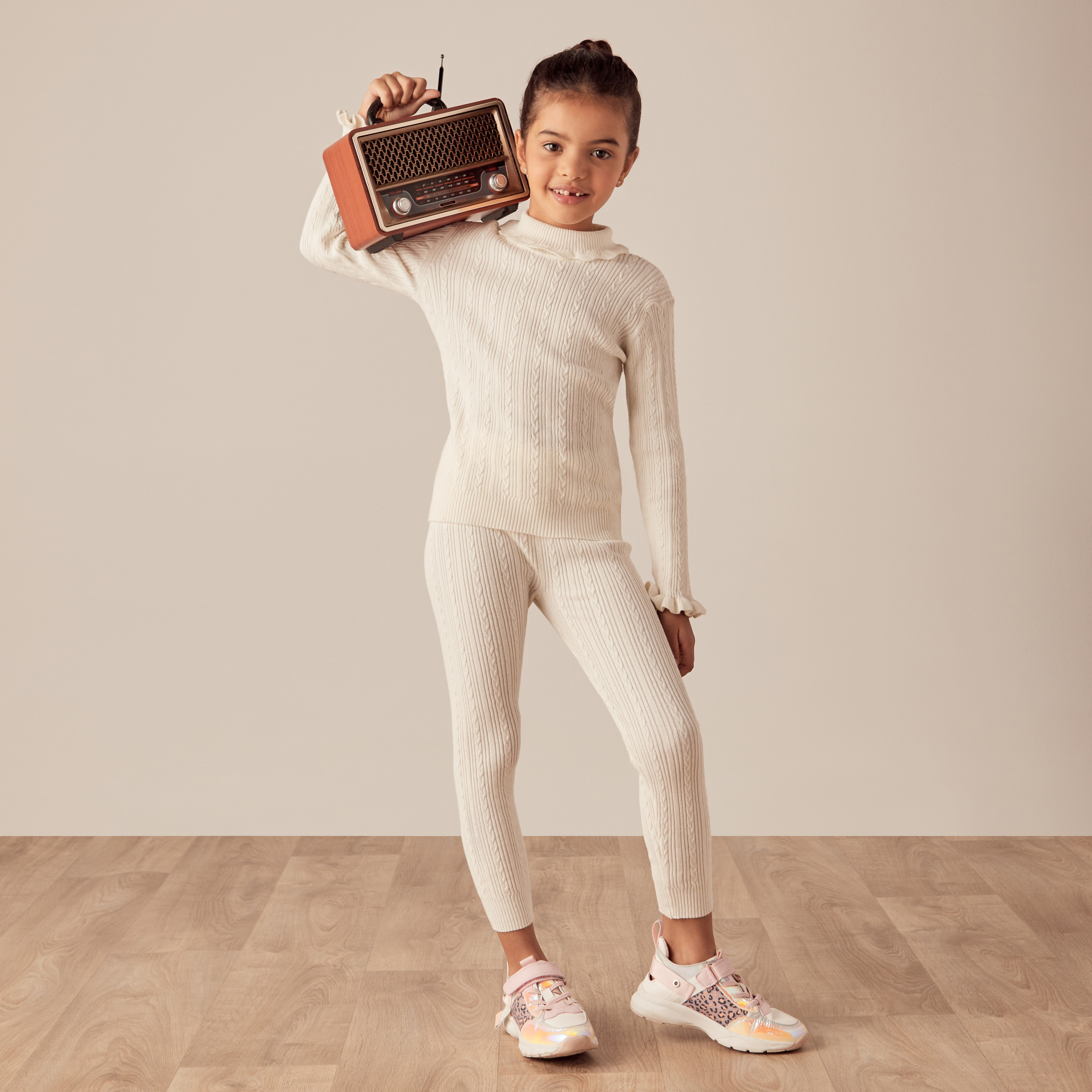 Juniors Knit Textured Pullover with Long Sleeves and Turtle Neck-baby-girls-clothing-jumpersandcardigans-image-2