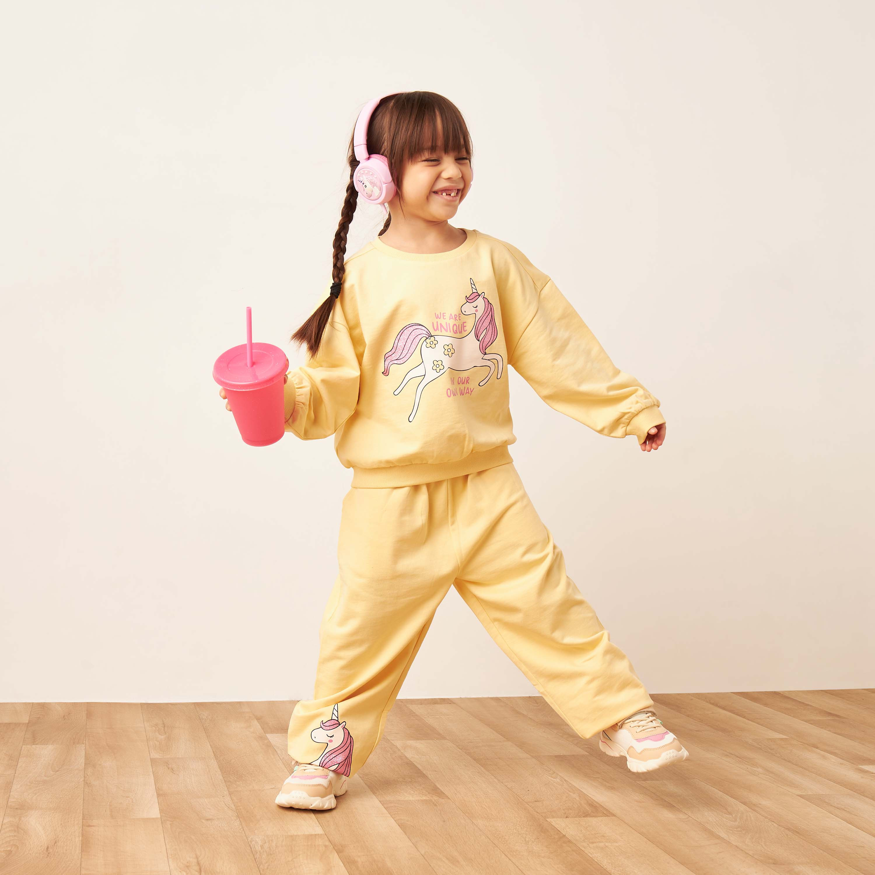 Juniors Unicorn Print Sweatshirt with Long Sleeves-girls-clothing-sweatshirts-image-2