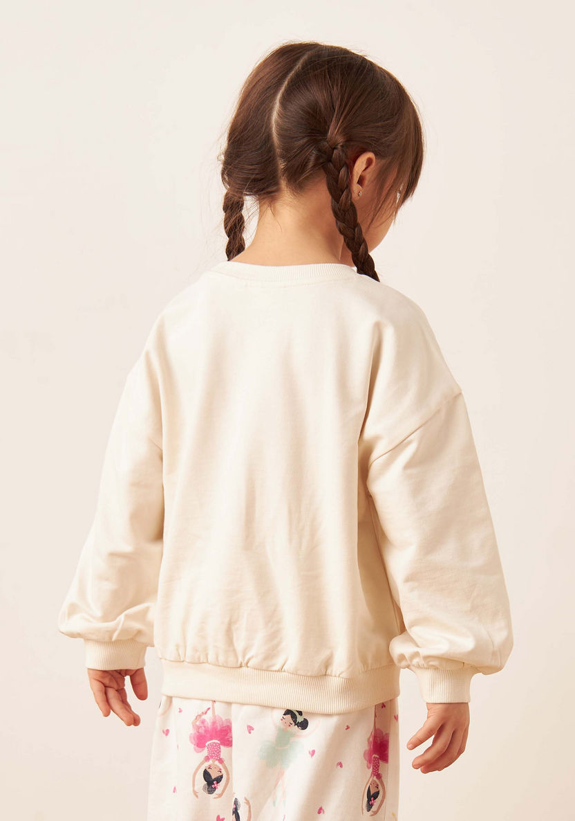 Juniors Ballerina Print Sweatshirt with Long Sleeves-Sweatshirts-image-3