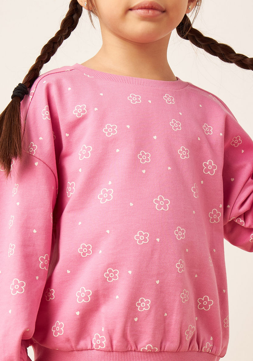 Juniors All-Over Floral Print Sweatshirt with Long Sleeves-Sweatshirts-image-2