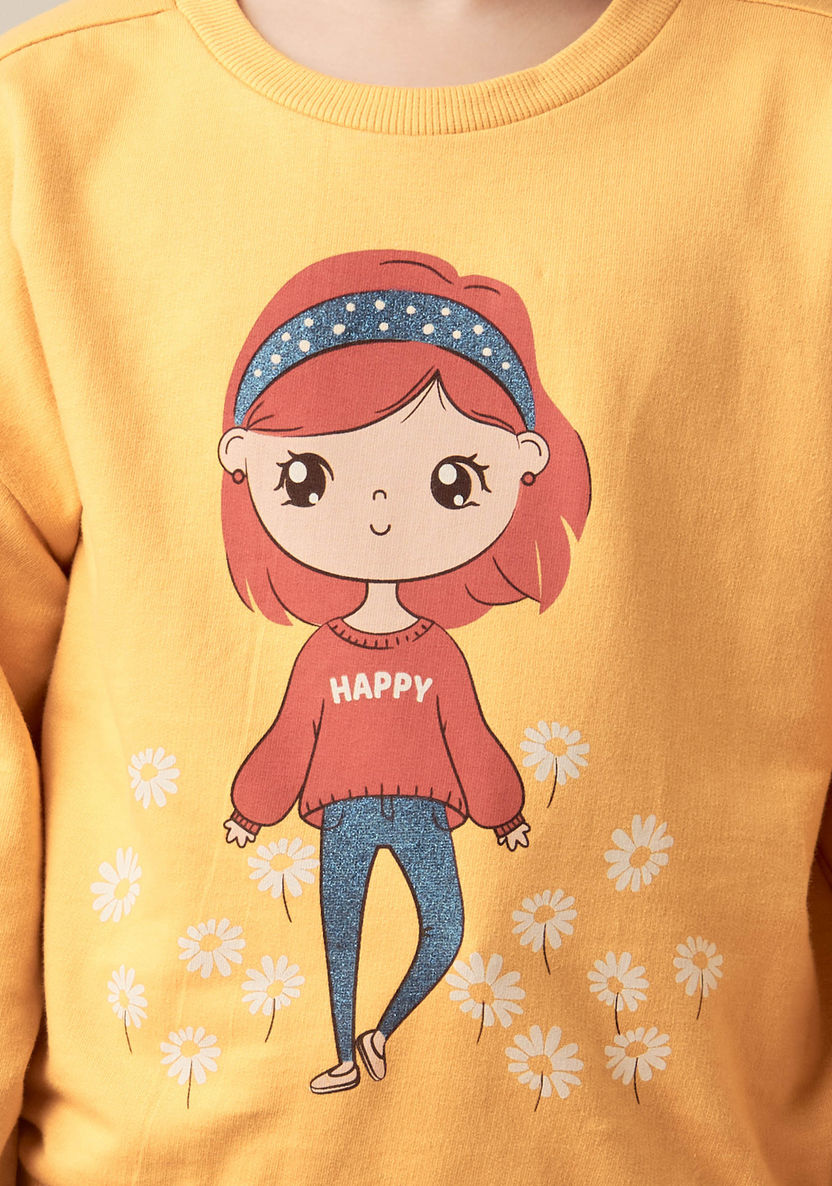Juniors Printed Sweatshirt with Long Sleeves-Sweatshirts-image-2