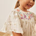 Eligo Floral Embroidered A-line Top with Short Sleeves and Crew Neck-Blouses-thumbnailMobile-2