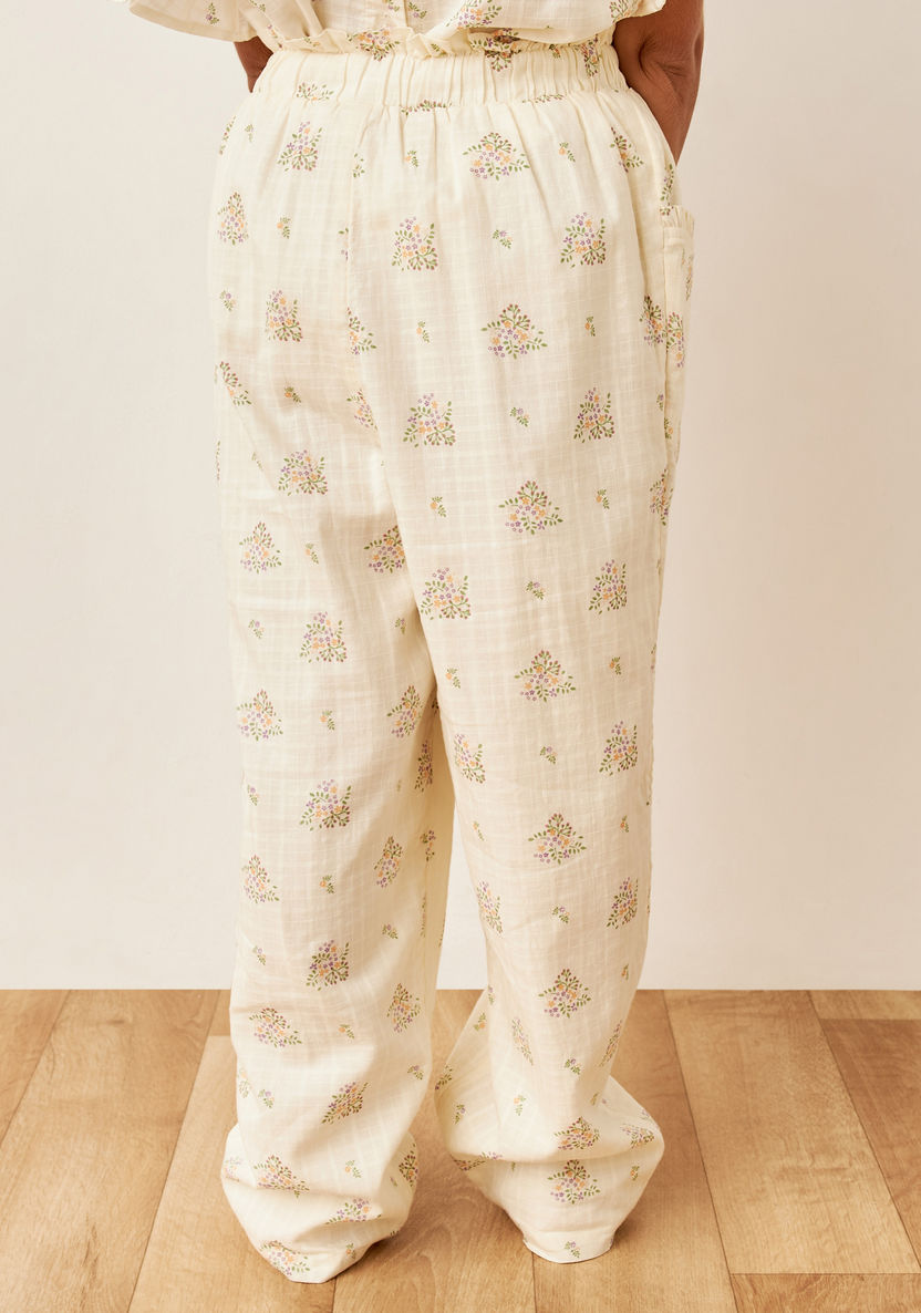 Eligo All-Over Floral Print Pants with Elasticated Waistband and Pockets-Pants-image-3