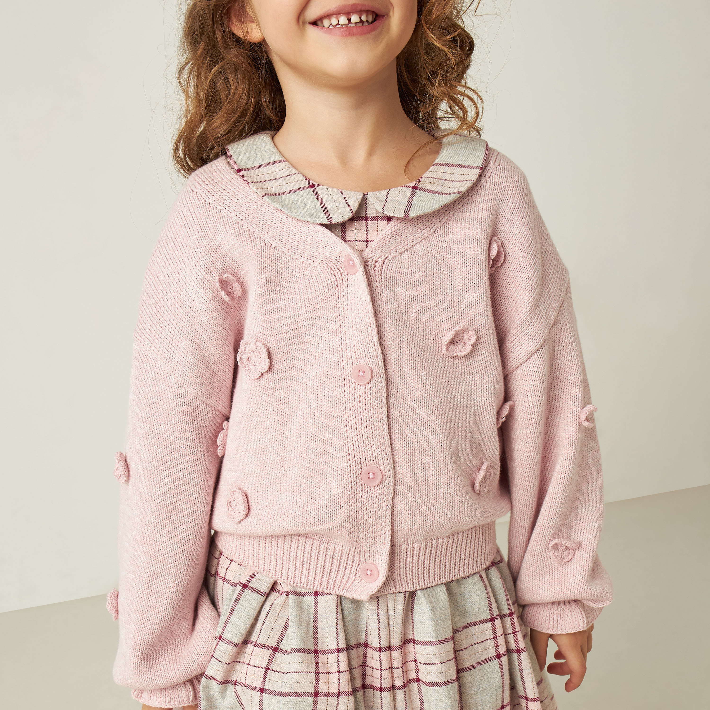 Eligo All-Over Checked A-line Dress with Leggings and Sweater-girls-clothing-dressesandjumpsuits-image-3