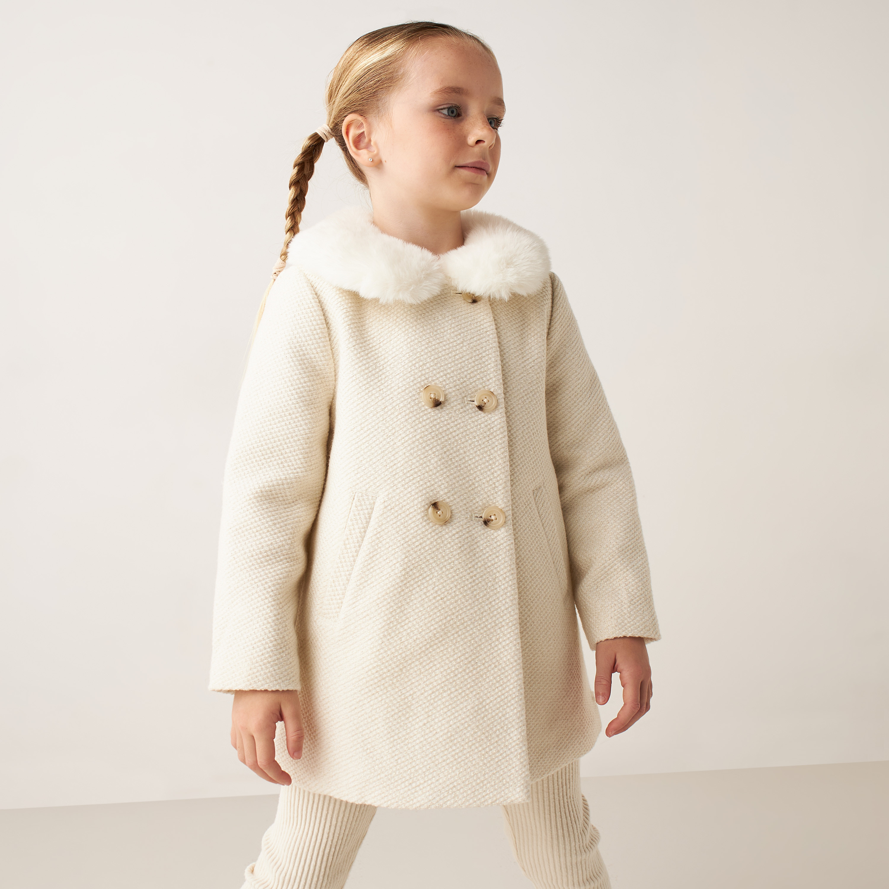 Buy Eligo Textured Coat with Plush Detail and Long Sleeves Online Mothercare Bahrain