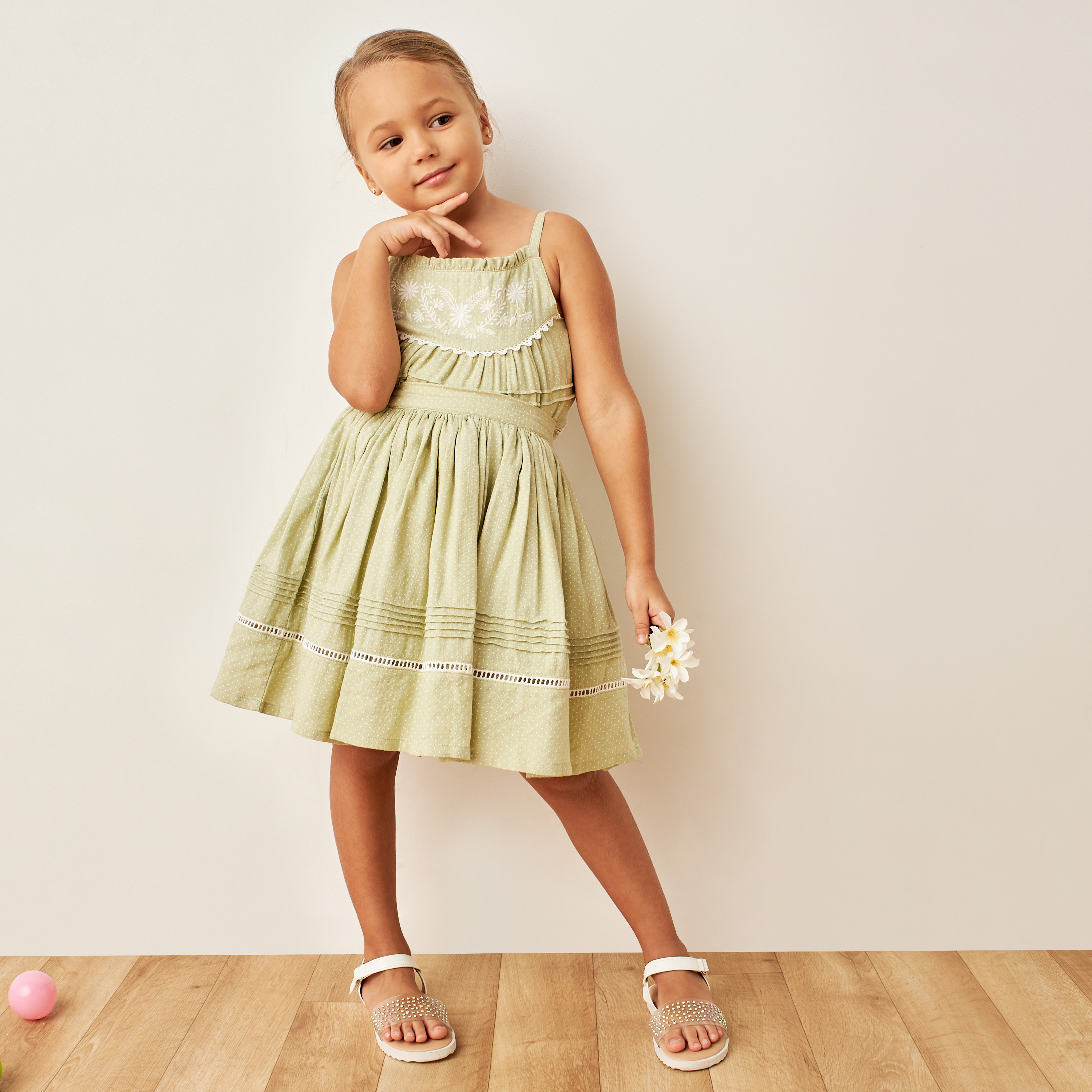 Eligo Floral Embroidered Strap Sleeves Top and Elasticated A-line Skirt Set-baby-girls-clothing-setsandcoords-image-1