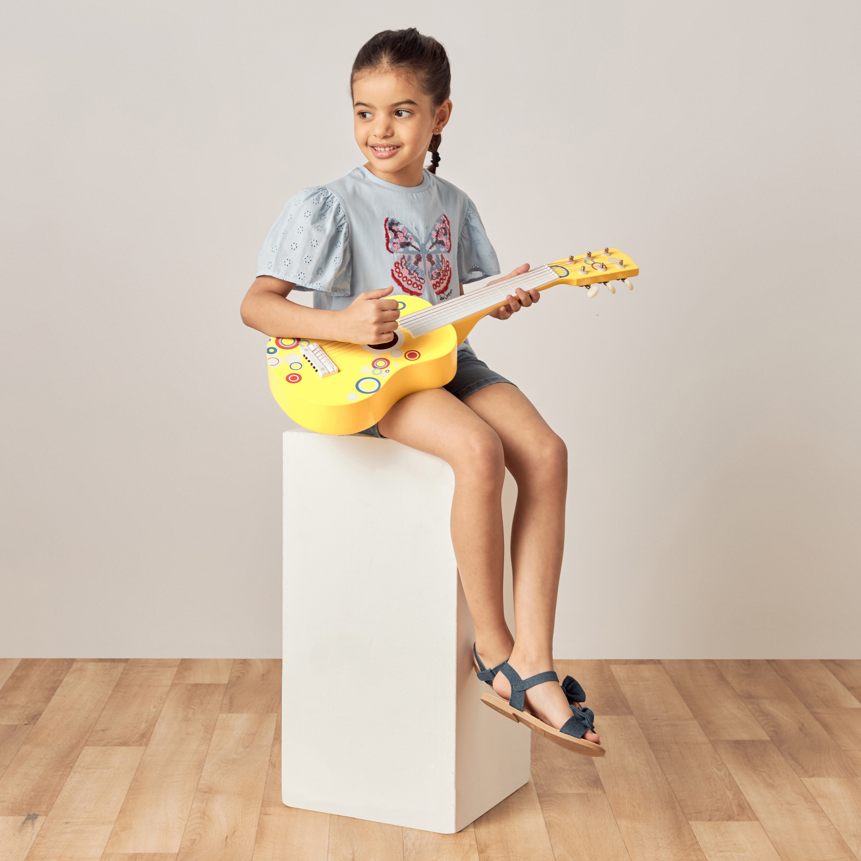 Lee Cooper Embellished T-shirt with Schiffli Detail Puff Sleeves-girls-clothing-tshirts-image-2