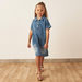 Lee Cooper Solid Denim Polo Dress with Short Sleeves-Dresses%2C Gowns and Frocks-thumbnail-1