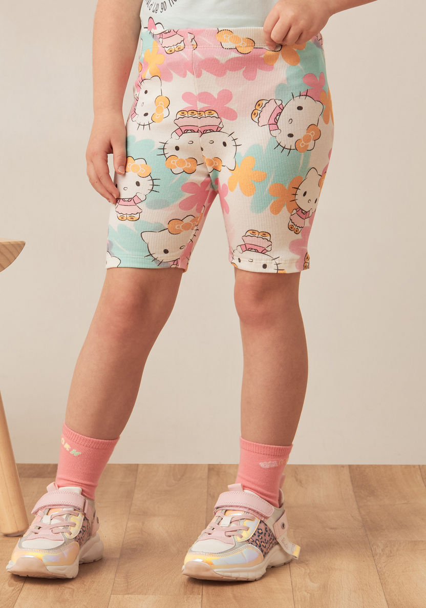 Sanrio Hello Kitty Print T-shirt and Cycling Shorts Set-Clothes Sets-image-2