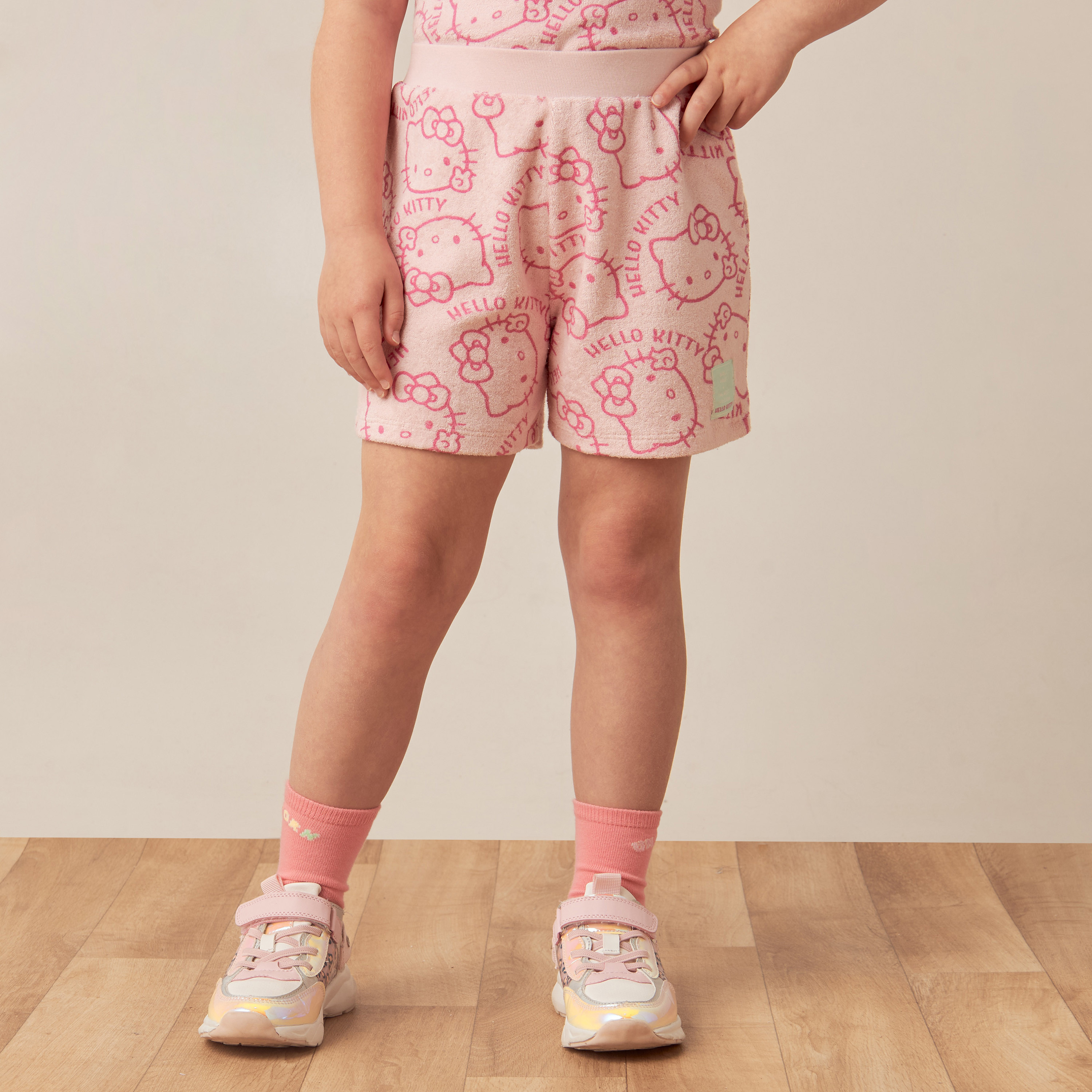 Sanrio Hello Kitty Print T-shirt and Shorts with Badge Detail-baby-girls-clothing-setsandcoords-image-3