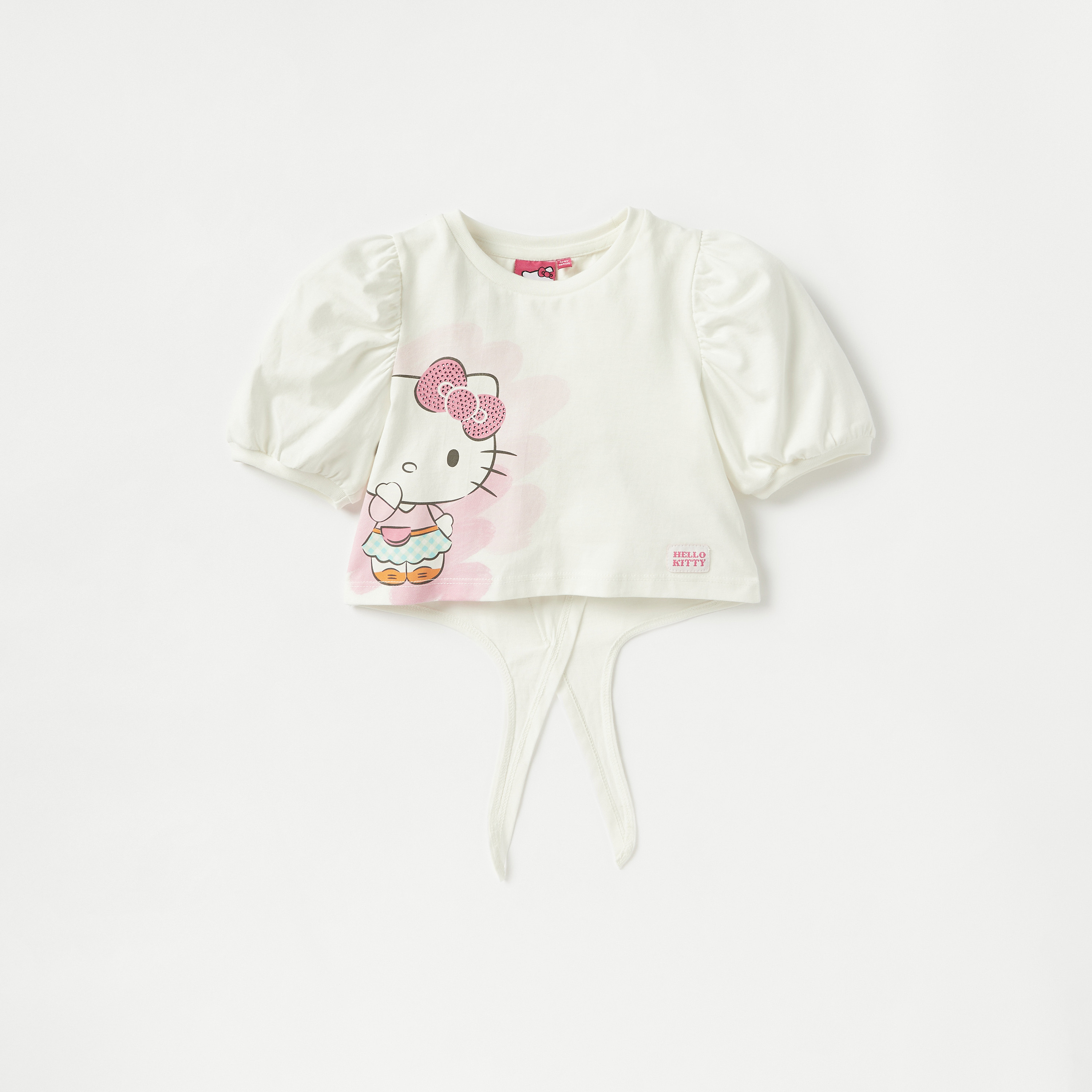 Sanrio Hello Kitty Print T-shirt and Denim Shorts Set-baby-girls-clothing-setsandcoords-image-2