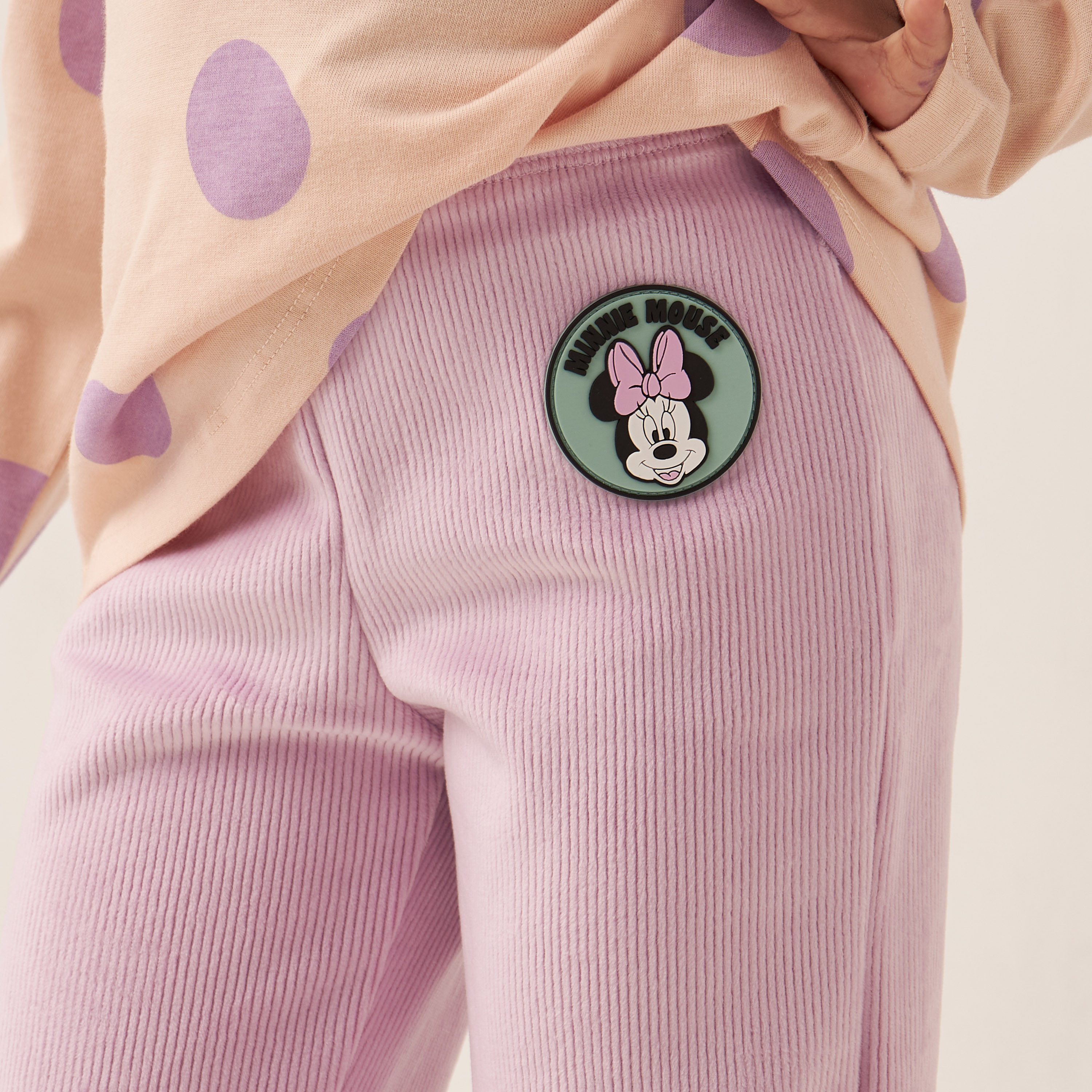 Disney Minnie Mouse Applique Wide Leg Pants with Elasticated Waistband-baby-girls-clothing-bottoms-trousers-image-4