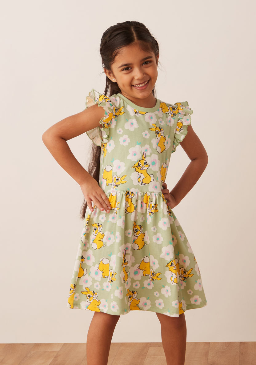 Disney Thumper Print Dress with Ruffles-Dresses%2C Gowns and Frocks-image-1