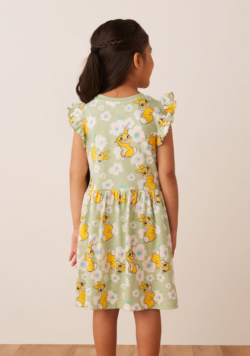 Disney Thumper Print Dress with Ruffles-Dresses%2C Gowns and Frocks-image-2