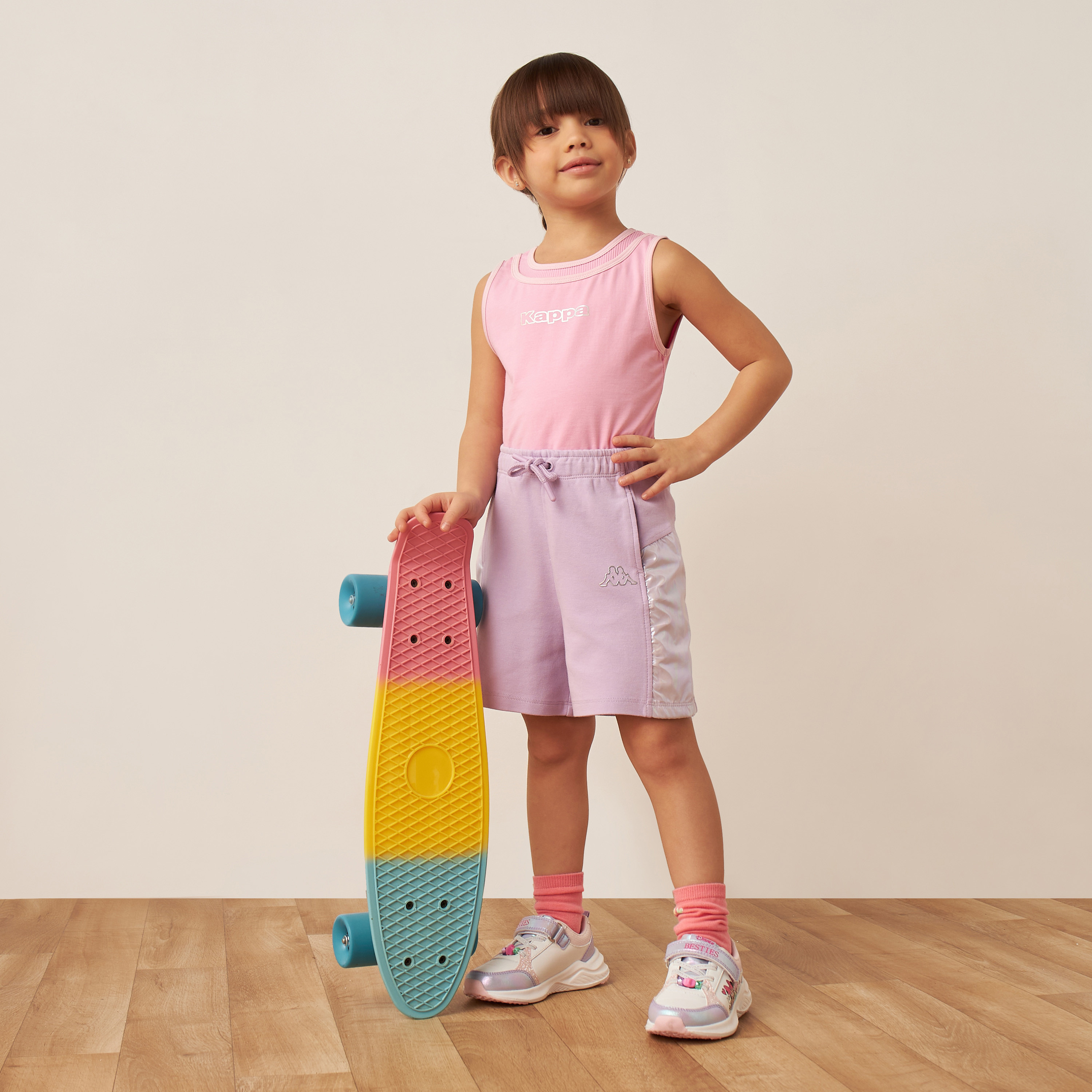 Kappa Panel Detail Shorts with Drawstring Closure-baby-girls-clothing-bottoms-shorts-image-2