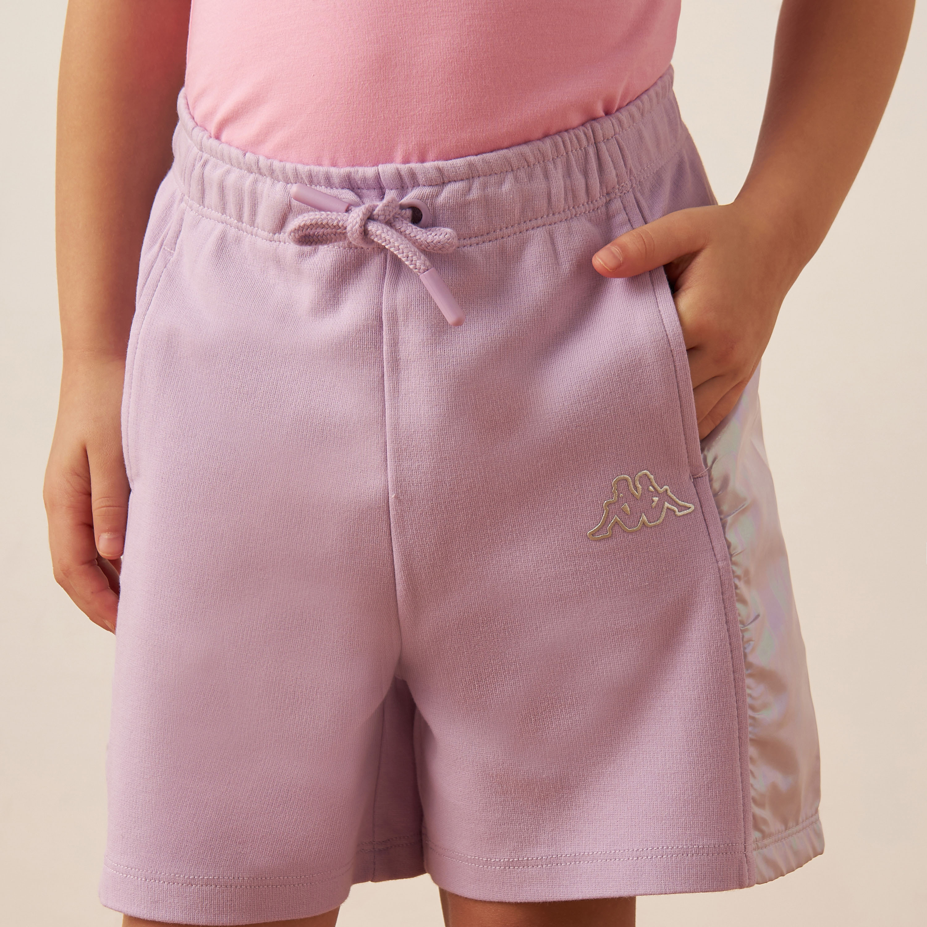 Kappa Panel Detail Shorts with Drawstring Closure-baby-girls-clothing-bottoms-shorts-image-3