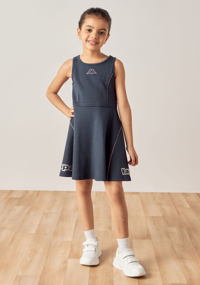 Kappa Logo Print Sleeveless Dress-Dresses%2C Gowns and Frocks-image-1