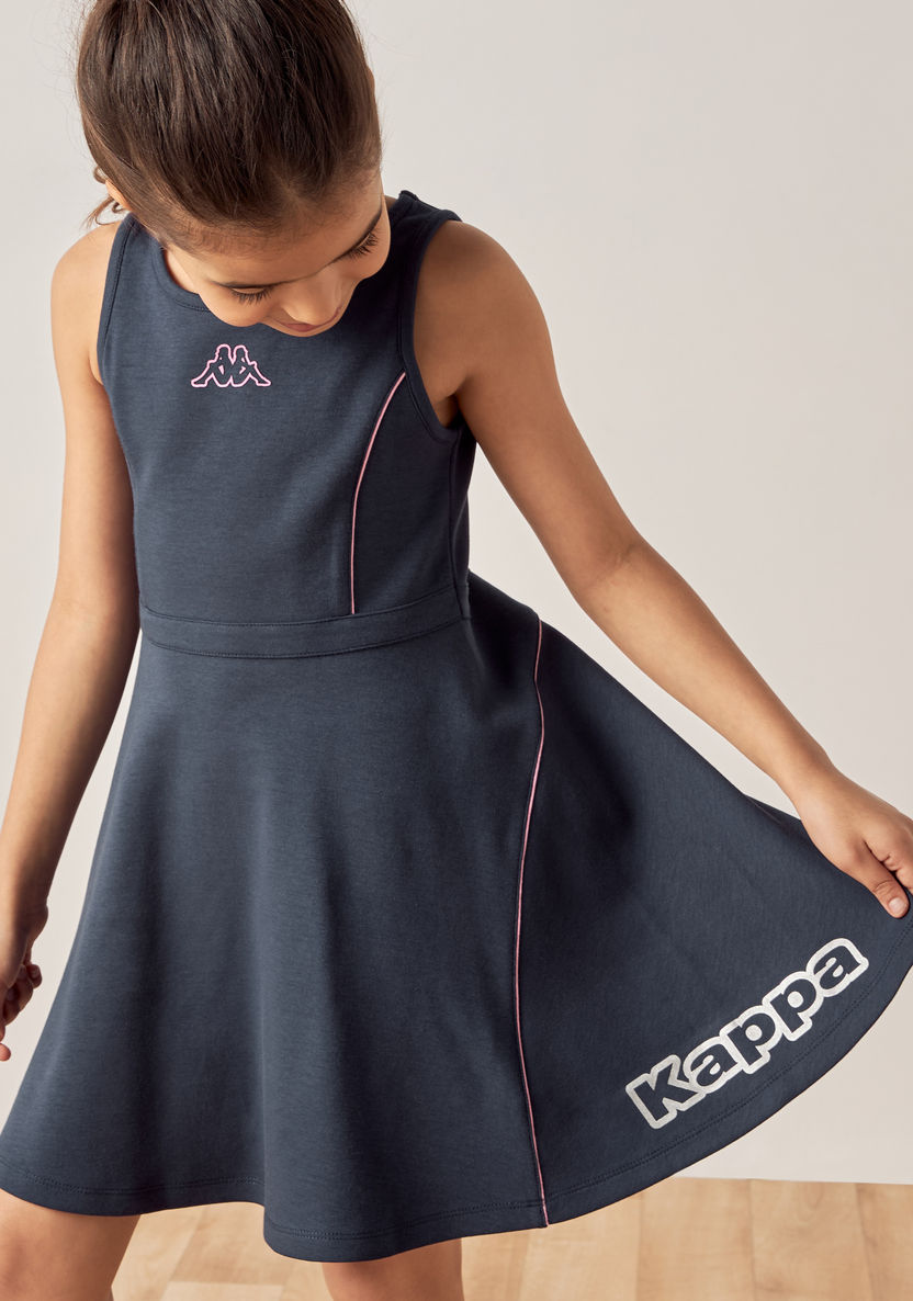 Kappa Logo Print Sleeveless Dress-Dresses%2C Gowns and Frocks-image-2