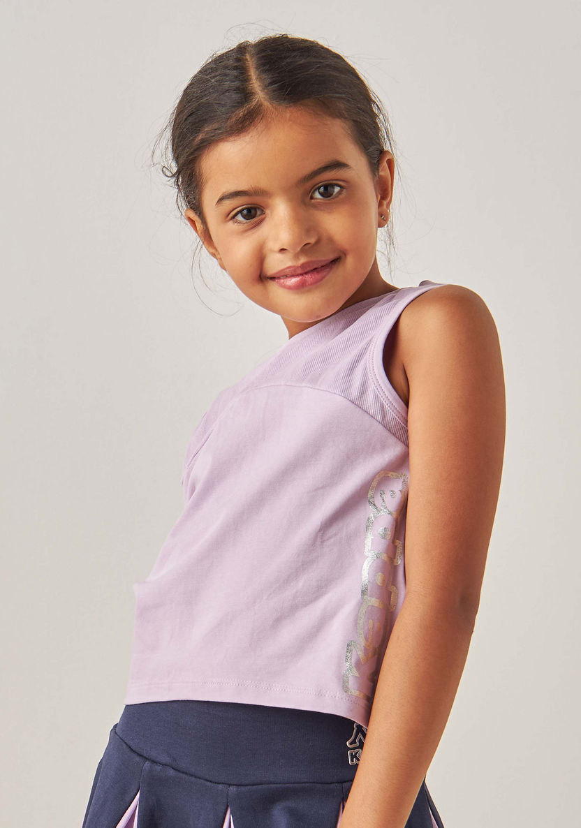 Kappa Logo Print Sleeveless T-shirt and Skirt Set-Clothes Sets-image-1