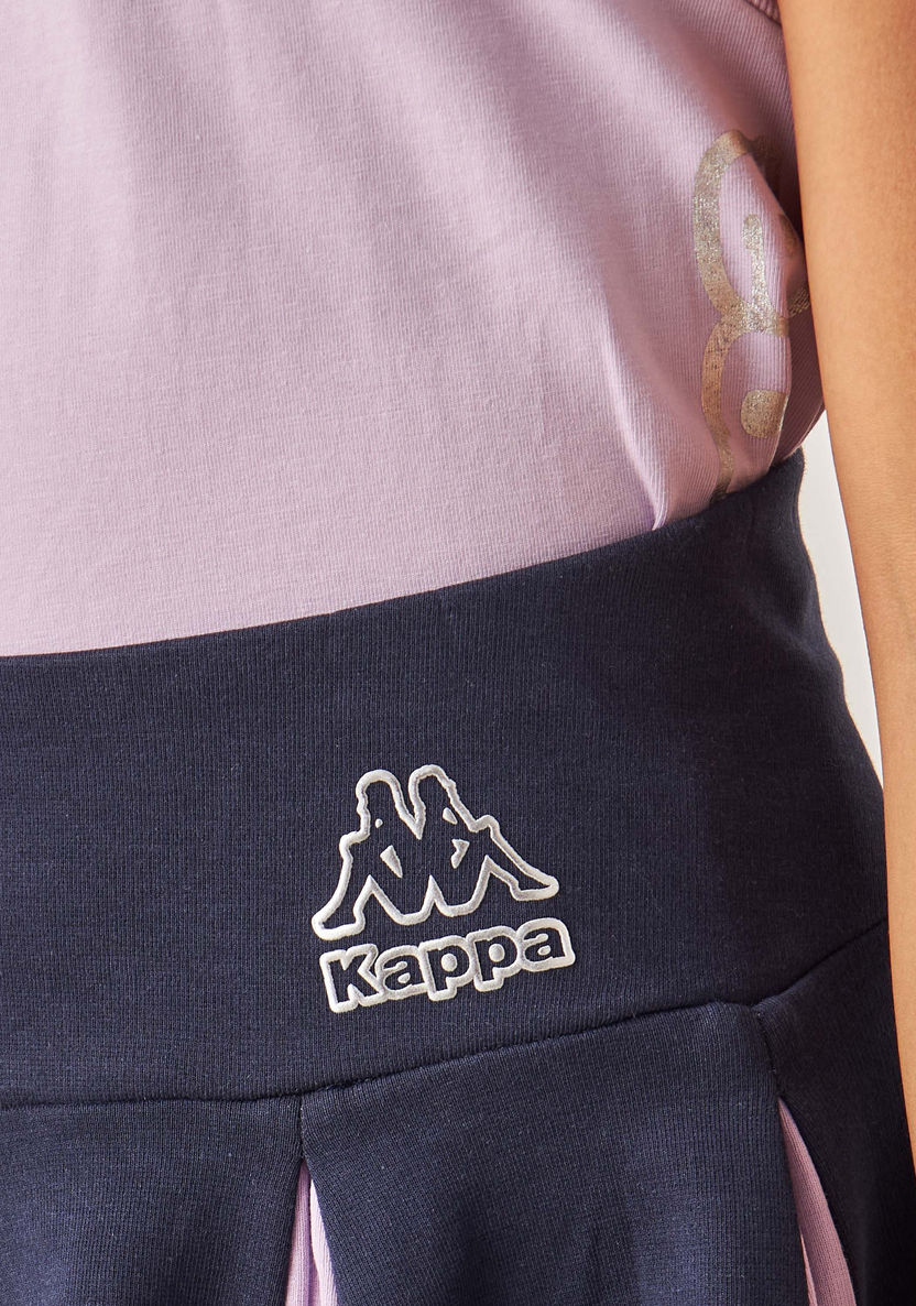 Kappa Logo Print Sleeveless T-shirt and Skirt Set-Clothes Sets-image-3