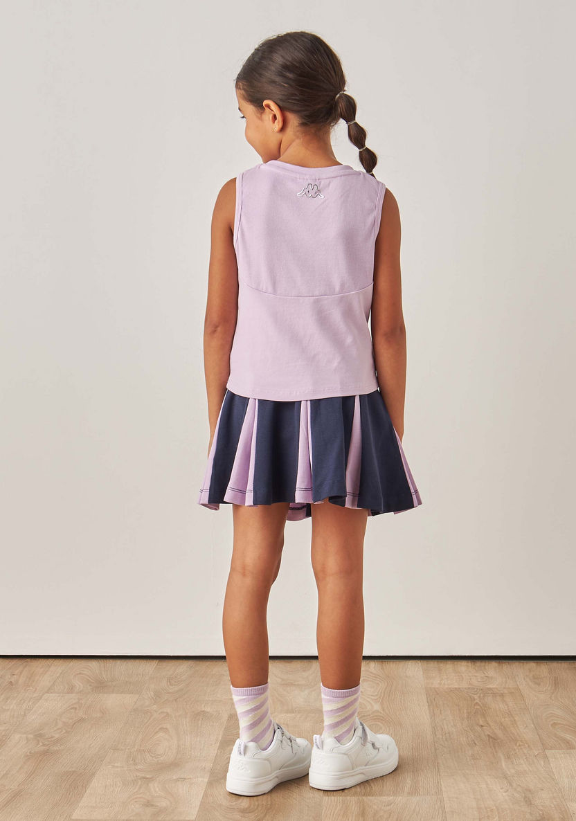 Kappa Logo Print Sleeveless T-shirt and Skirt Set-Clothes Sets-image-4