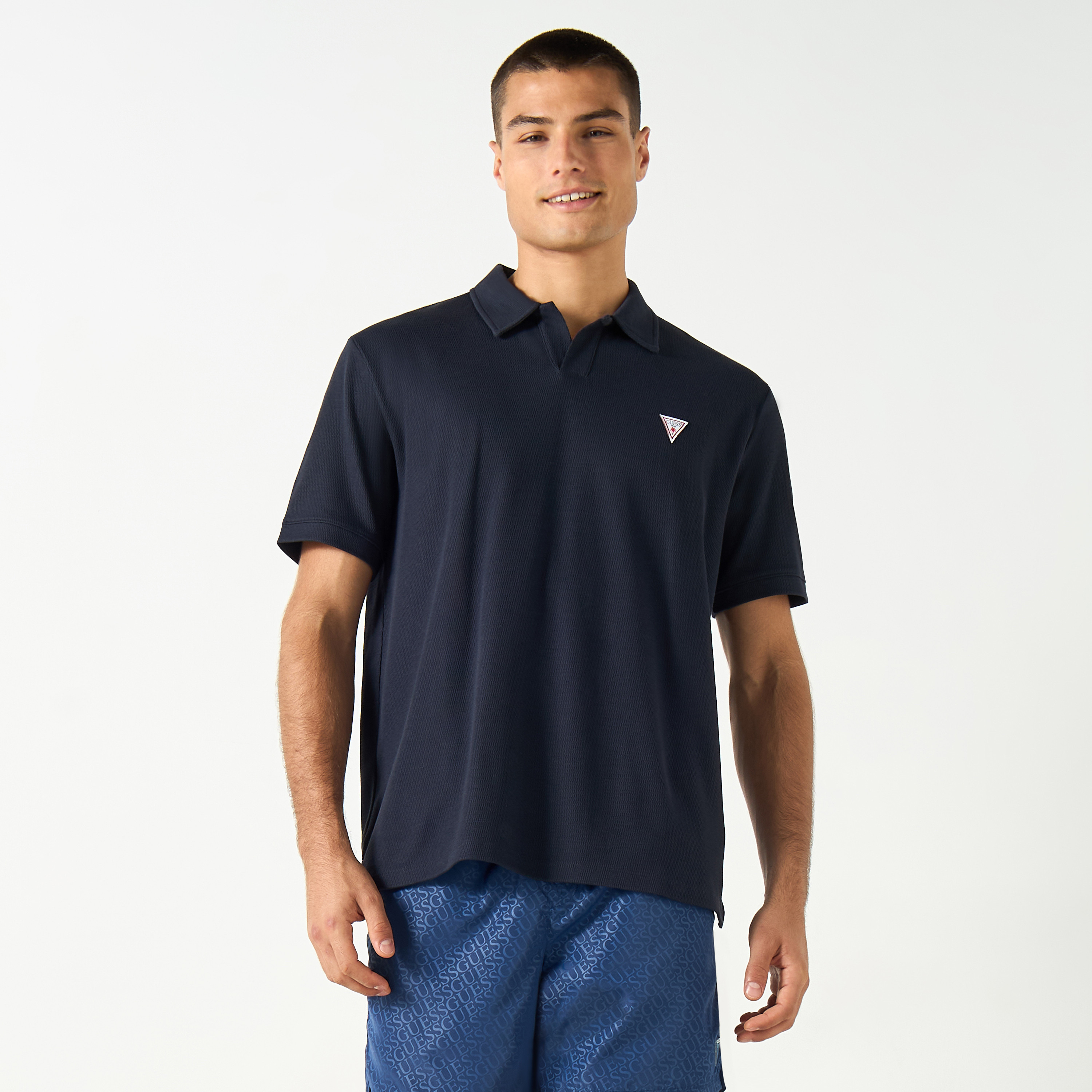 Guess Solid Polo T-shirt with Short Sleeves-men-clothing-tshirtsandpolos-polos-image-1