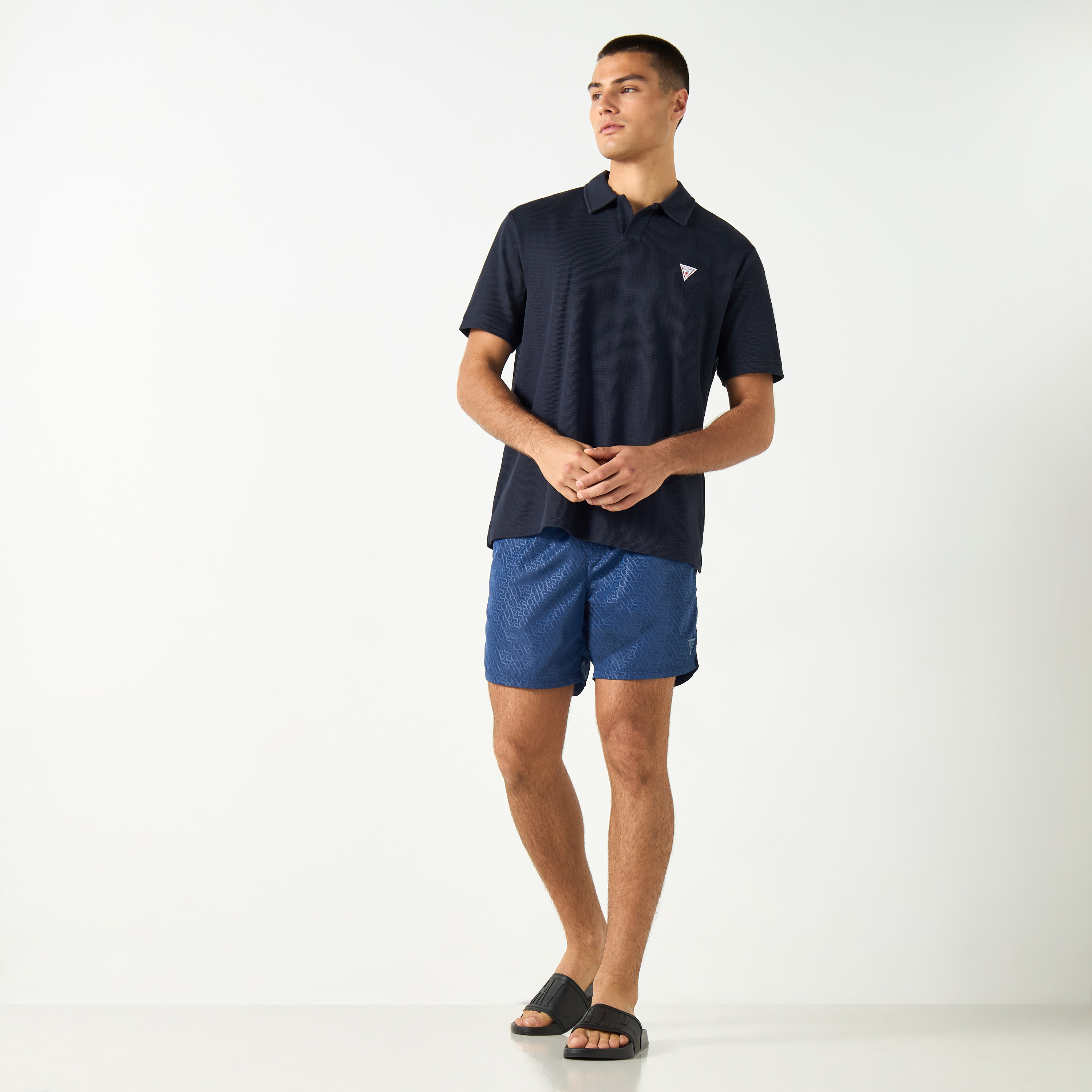 Guess Solid Polo T-shirt with Short Sleeves-men-clothing-tshirtsandpolos-polos-image-2