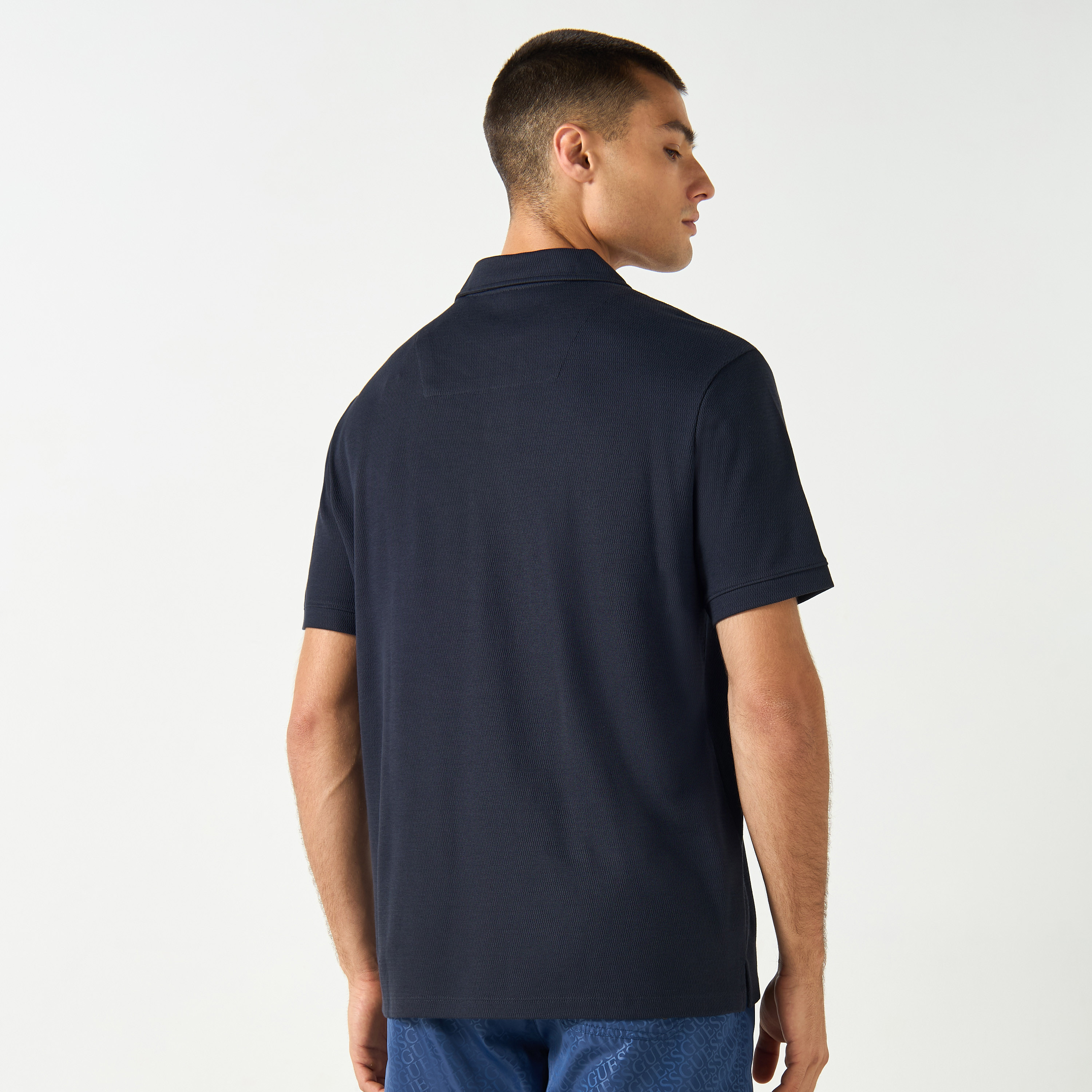 Guess Solid Polo T-shirt with Short Sleeves-men-clothing-tshirtsandpolos-polos-image-3