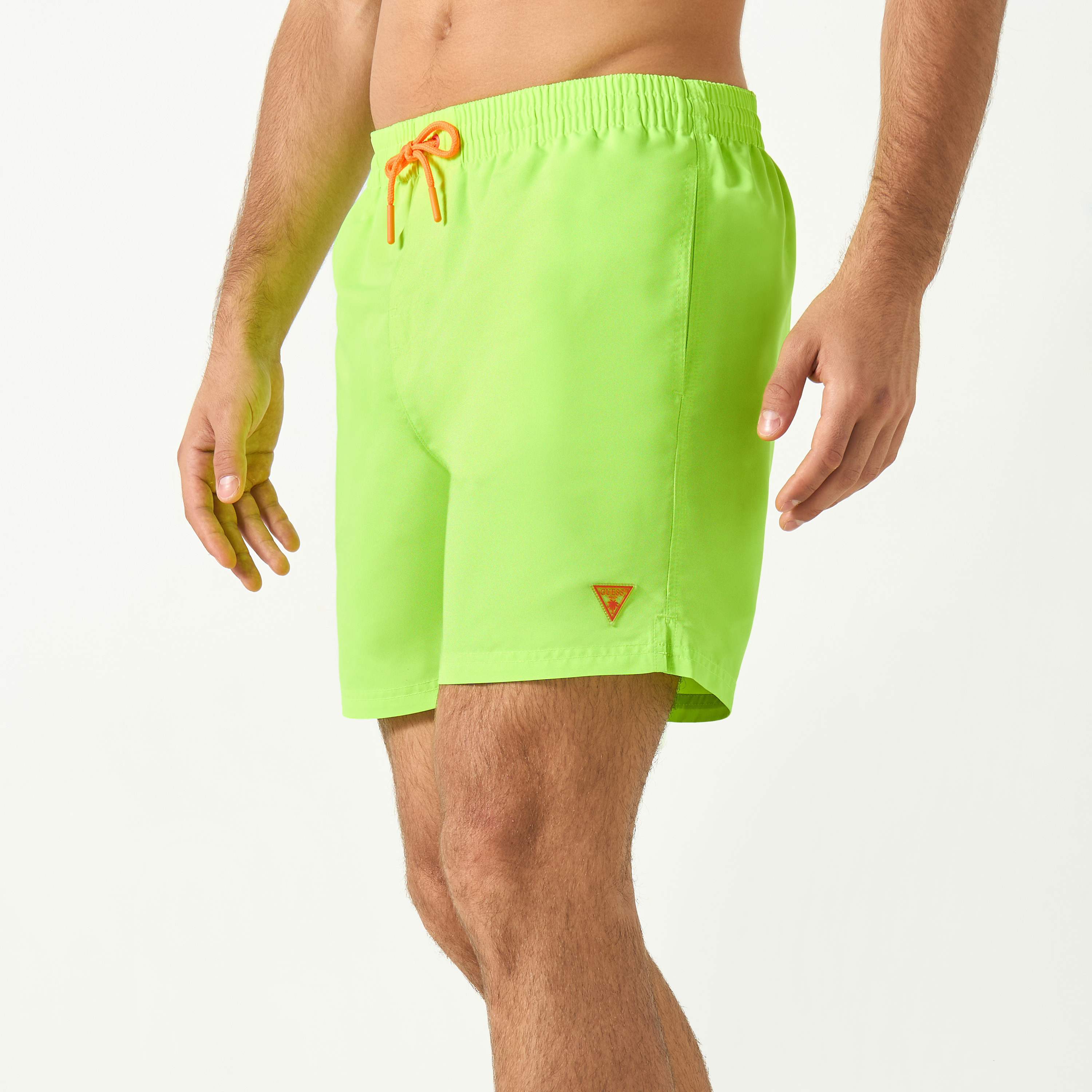 Guess Solid Swim Shorts with Drawstring Closure and Pockets-men-clothing-swimandbeach-shorts-image-1