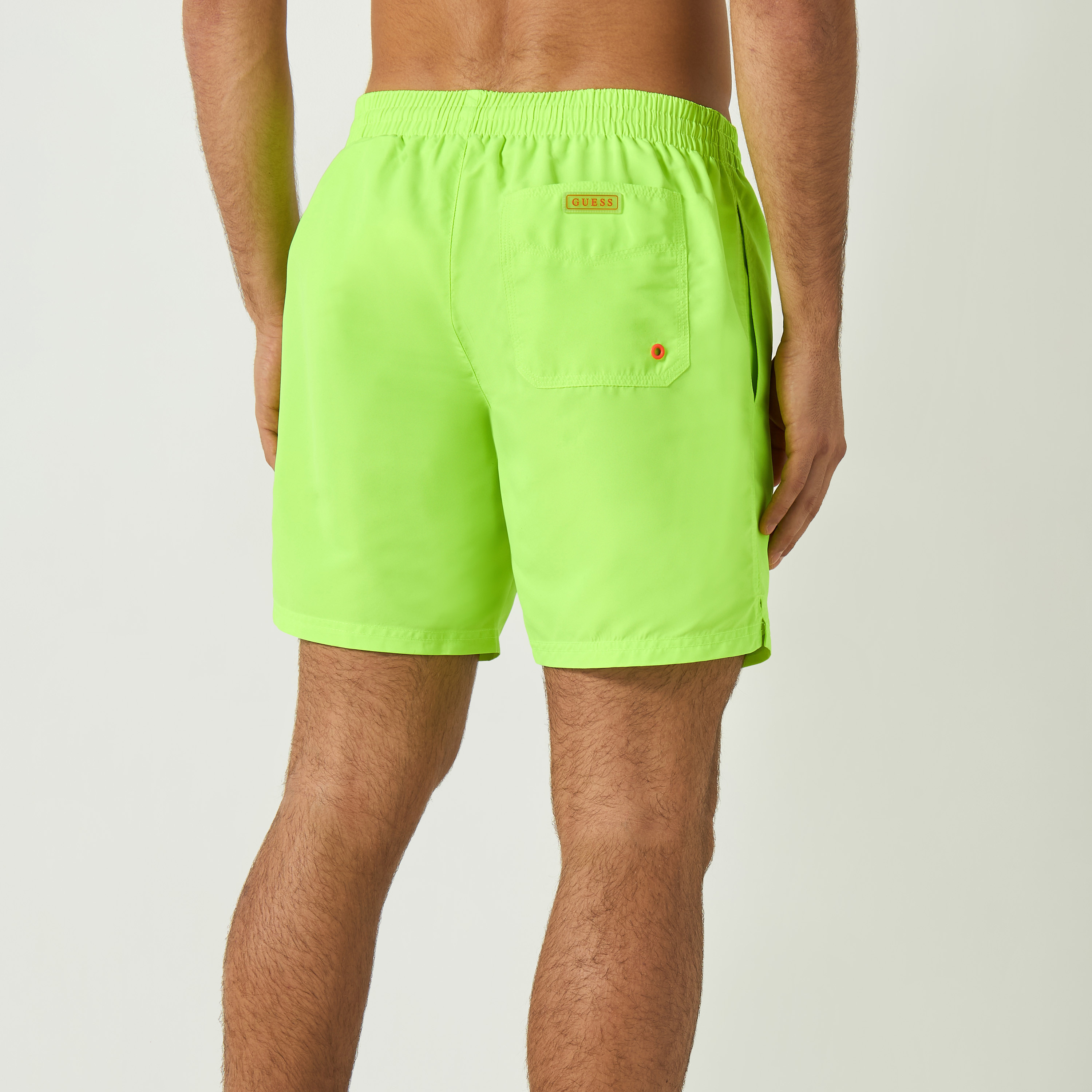 Guess Solid Swim Shorts with Drawstring Closure and Pockets-men-clothing-swimandbeach-shorts-image-4