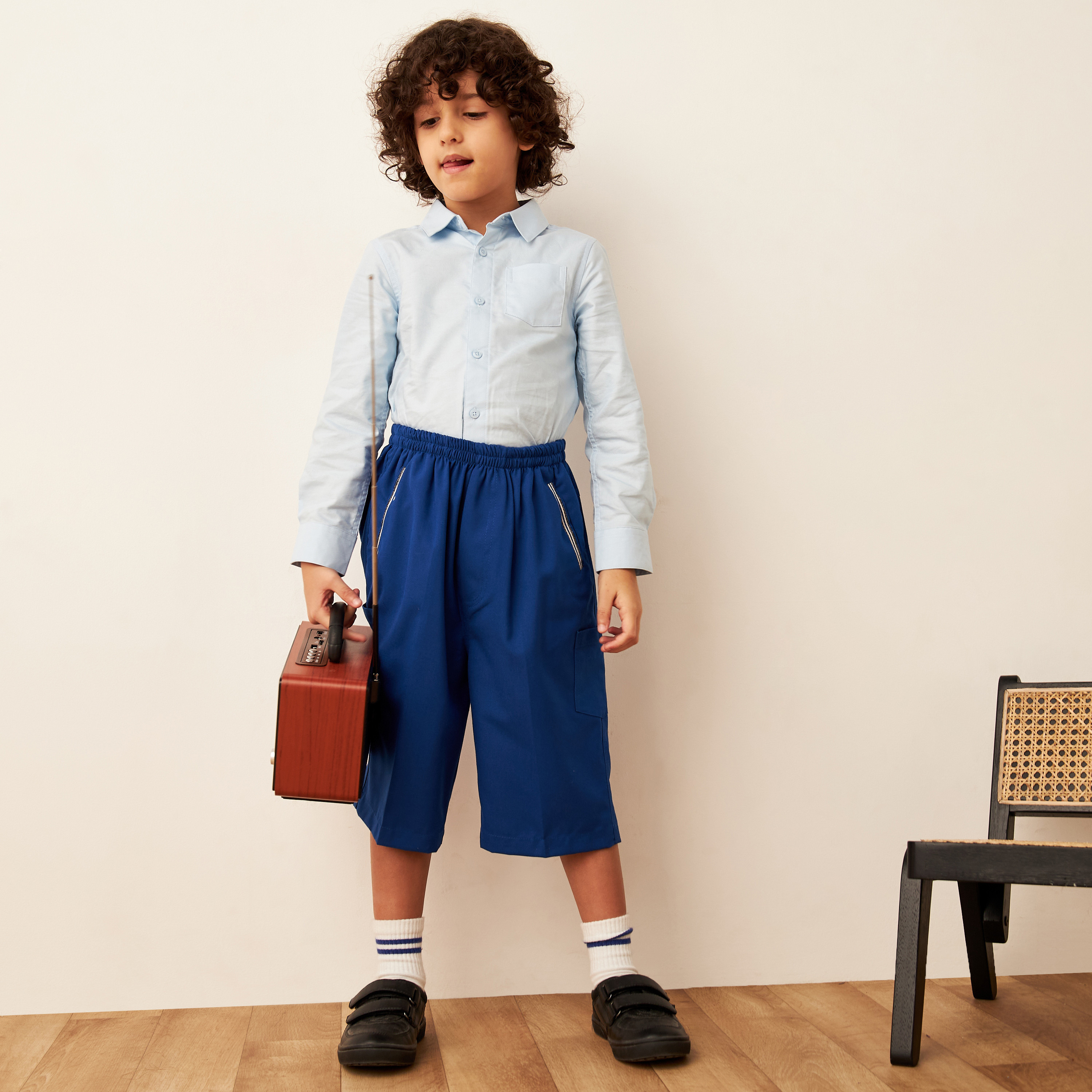 شورت سادة بخصر مطاطي وجيوب من جونيورز-boys-clothing-schoolwear-bottoms-shorts-image-2