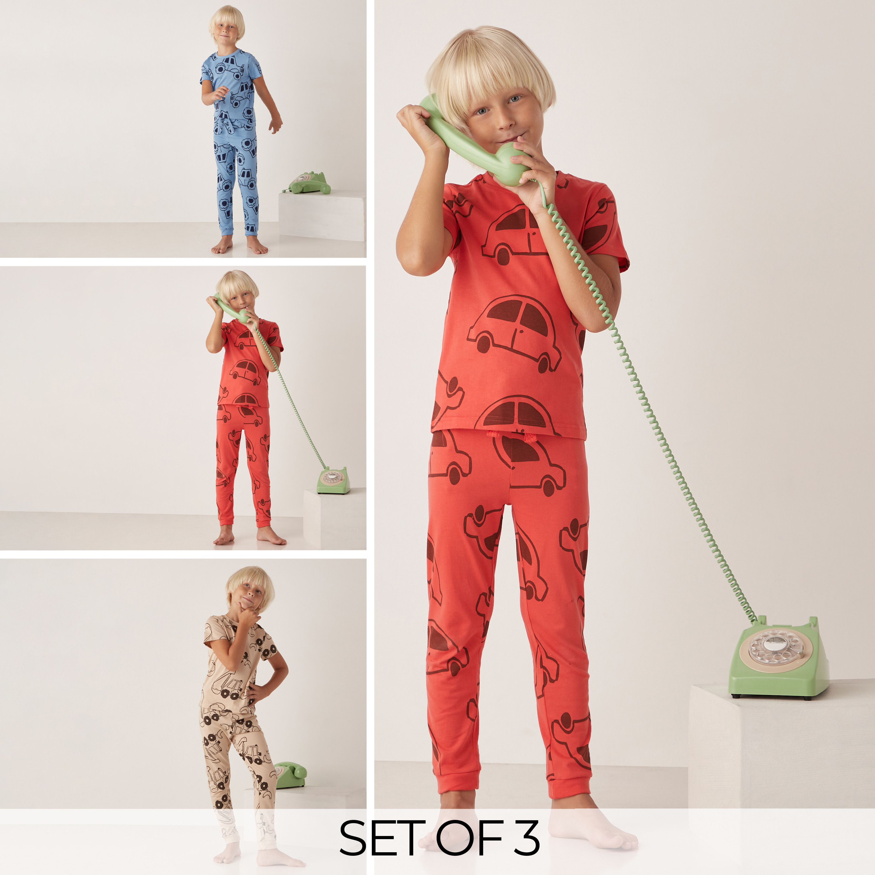Juniors All-Over Print T-shirt and Pyjama - Set of 3-boys-clothing-nightwear-image-1