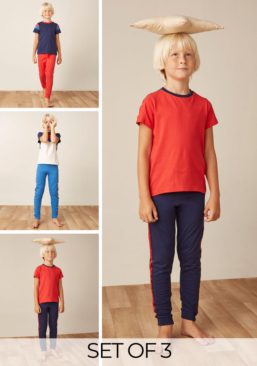 Juniors Short Sleeves T-shirt with Pyjamas - Set of 3-Nightwear-image-0