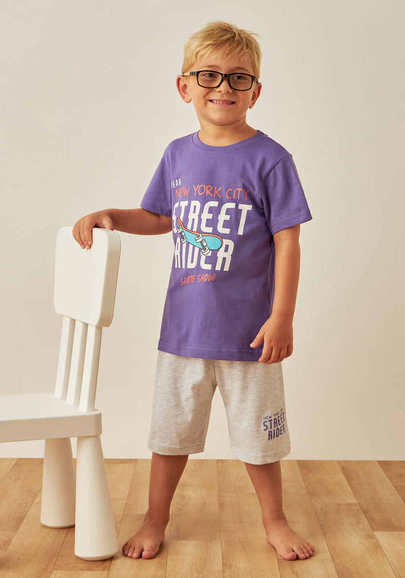 Juniors Printed T-shirt and Shorts Set-Nightwear-image-0