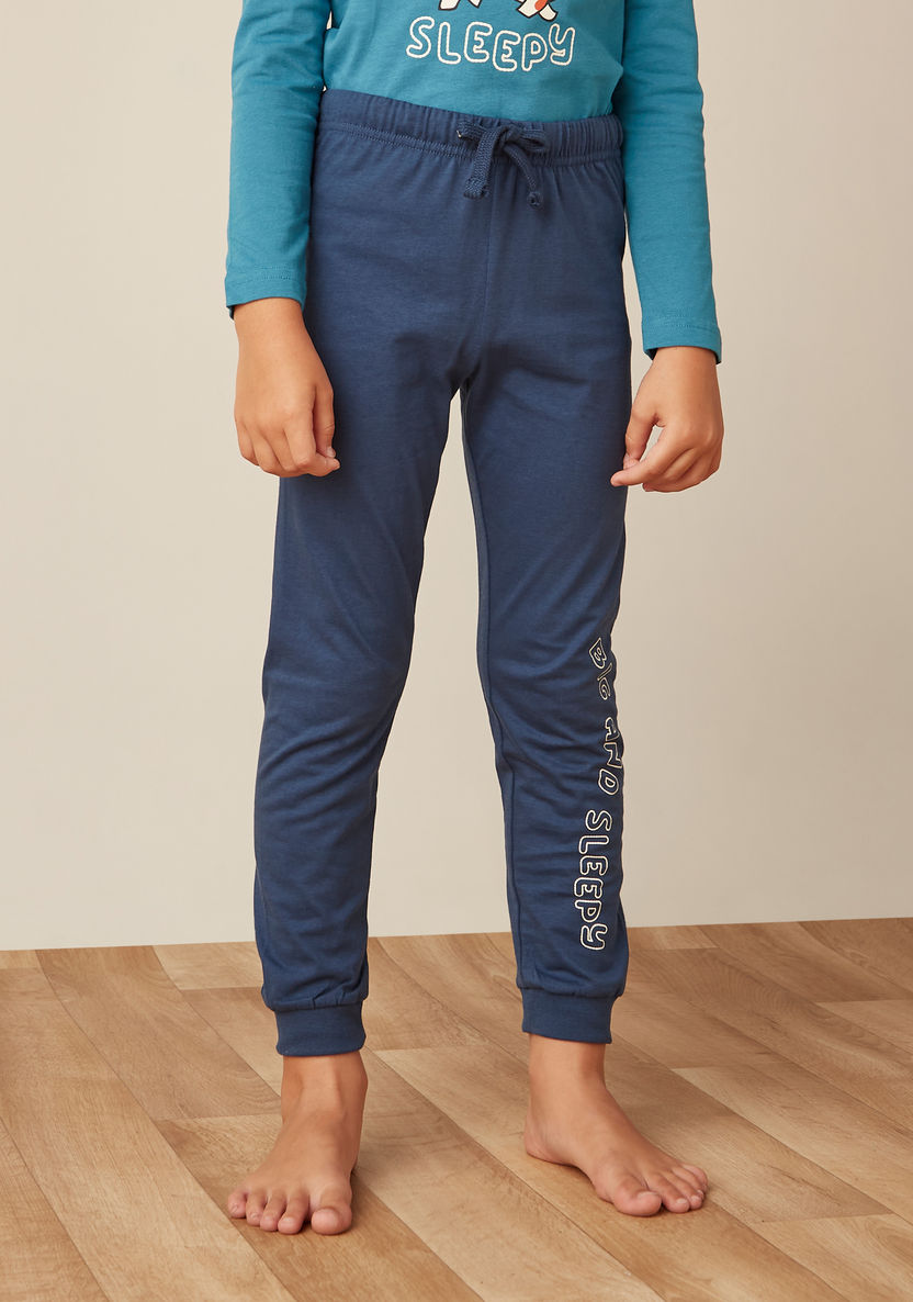 Juniors Dinosaur Print Long Sleeves T-shirt and Pyjama Set-Nightwear-image-4