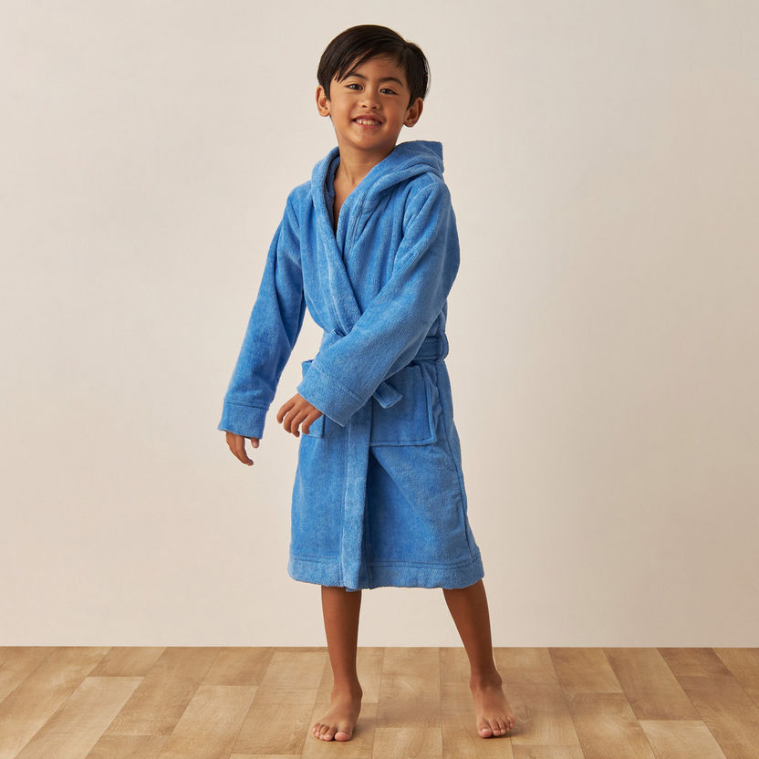Juniors Embroidered Bath Robe with Pockets and Tie-Up Belt-Towels and Flannels-image-0