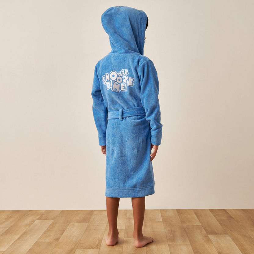 Juniors Embroidered Bath Robe with Pockets and Tie-Up Belt-Towels and Flannels-image-3