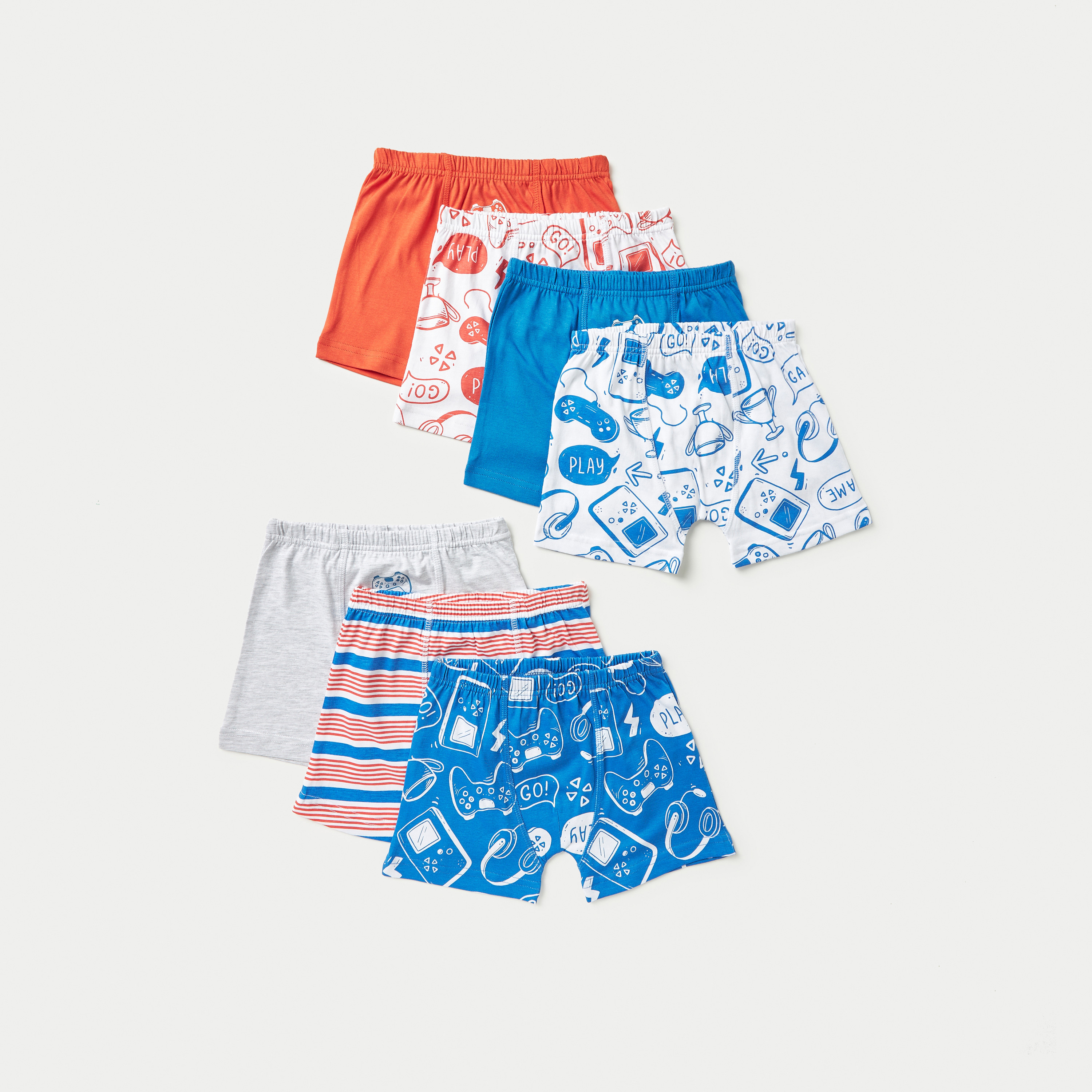 Buy Juniors Printed Boxers with Elasticated Waistband Set of 7