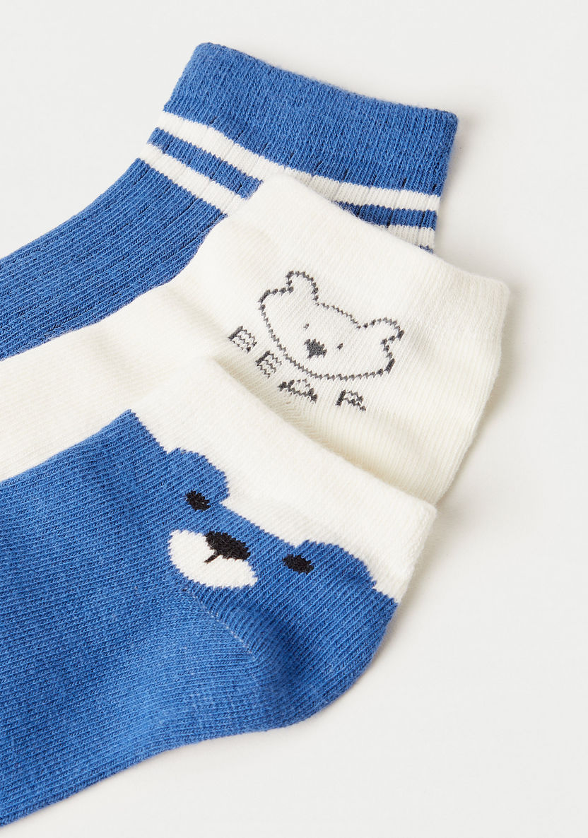 Juniors Bear Print Ankle Length Socks - Set of 3-Socks-image-2
