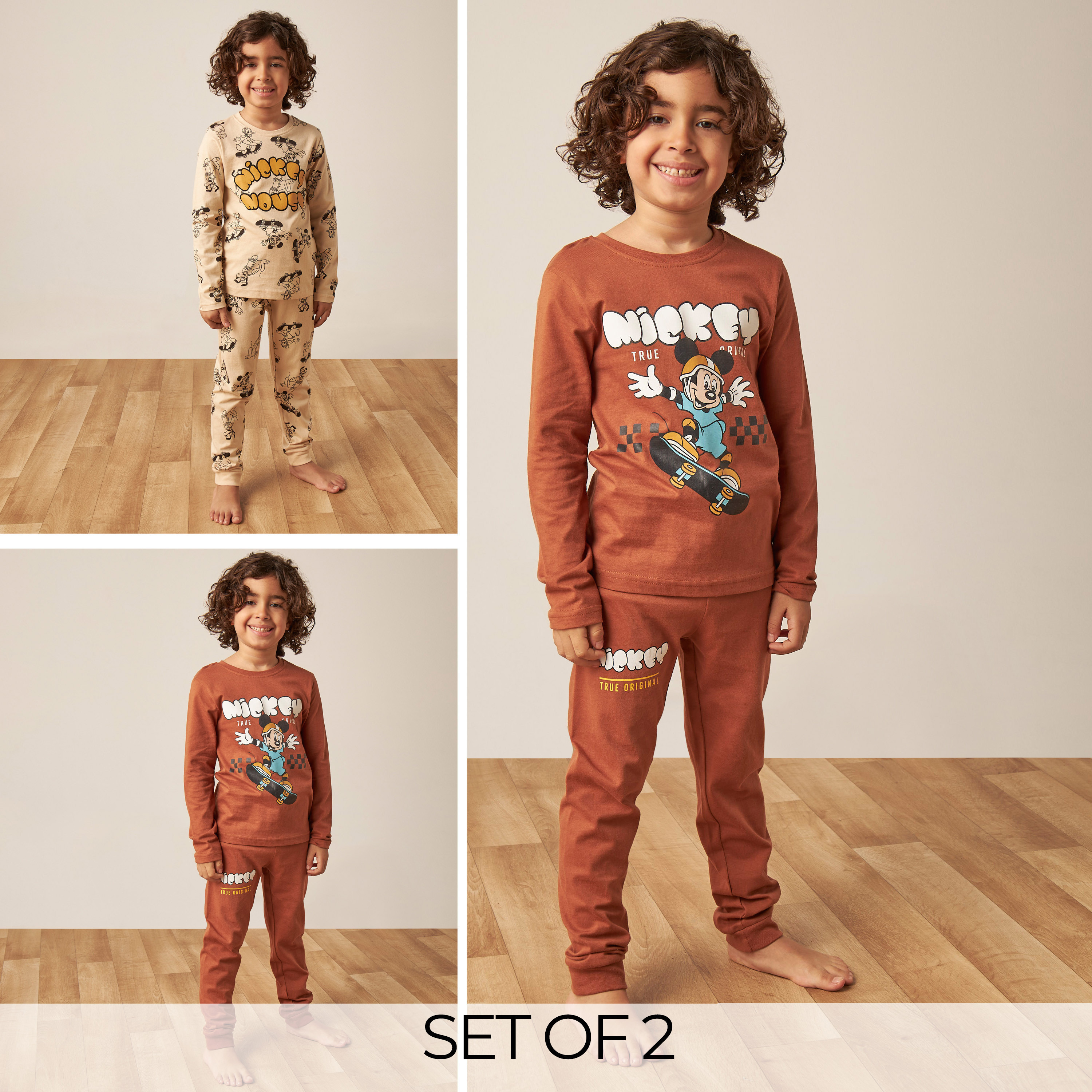 Disney Mickey Mouse Print T-shirt with Pyjamas - Set of 2-boys-clothing-nightwear-image-1