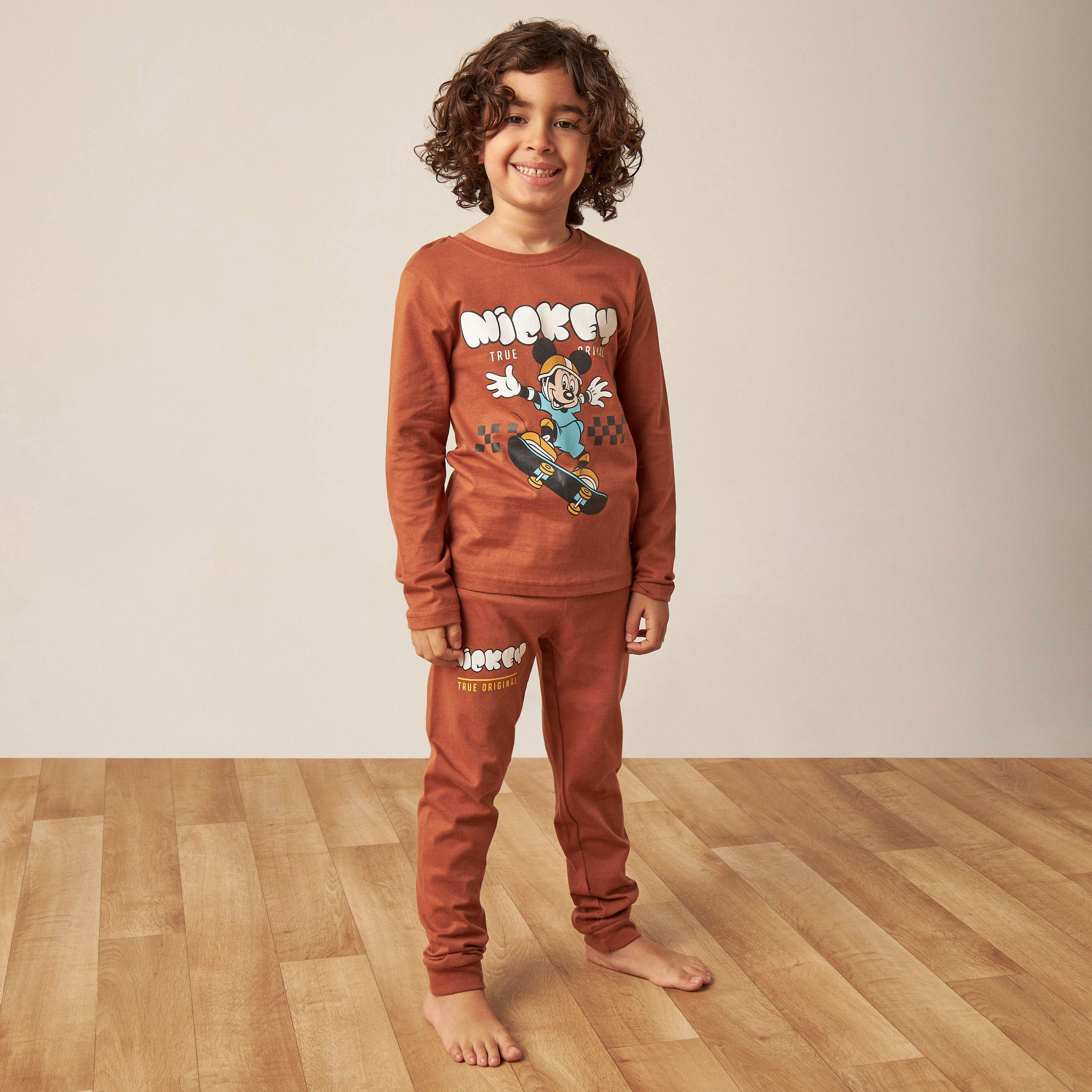 Disney Mickey Mouse Print T-shirt with Pyjamas - Set of 2-boys-clothing-nightwear-image-2
